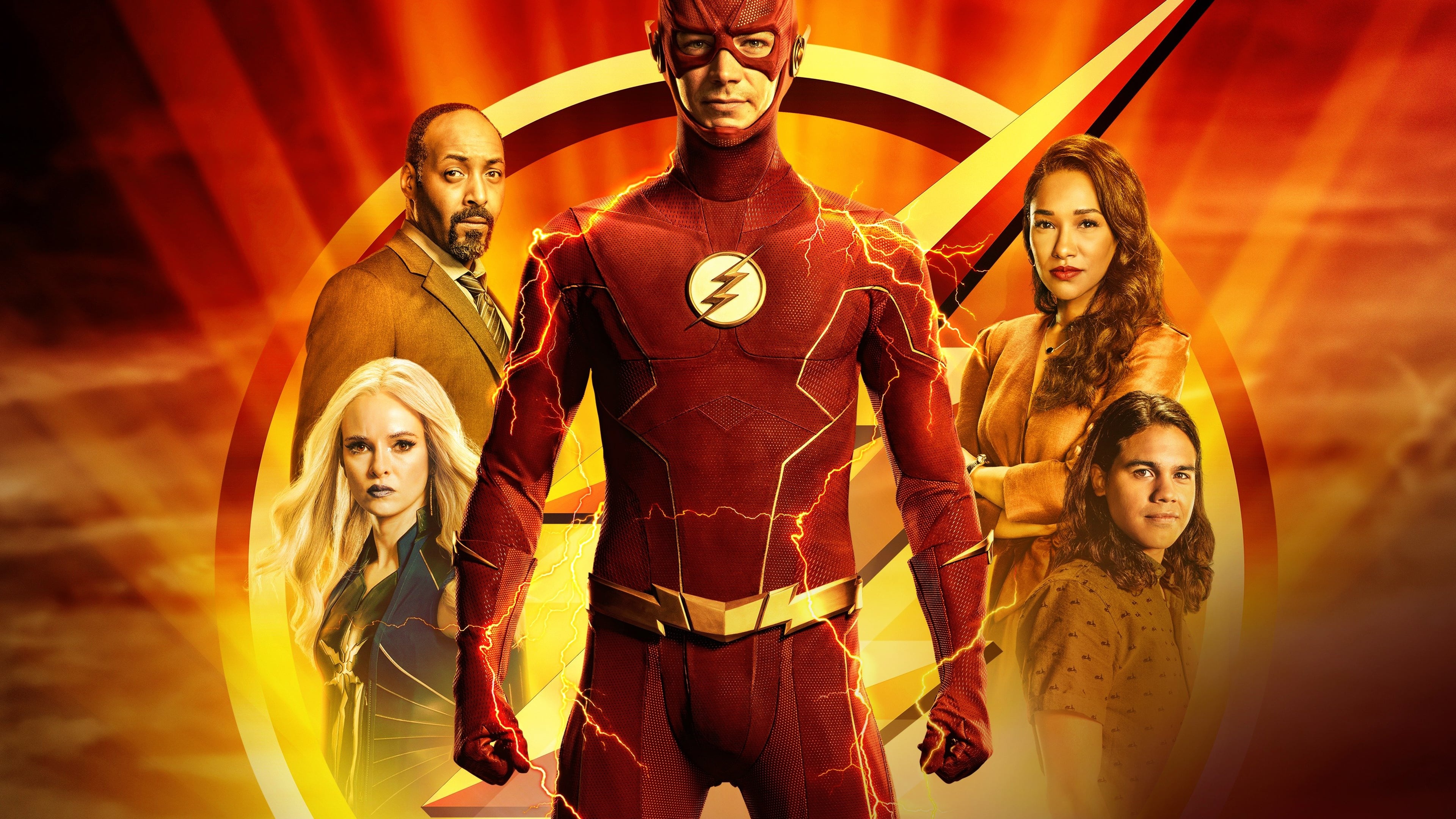Grant Gustin: The Flash, Candice Patton as Iris West-Allen, Carlos Valdes as Cisco Ramon. 3840x2160 4K Background.