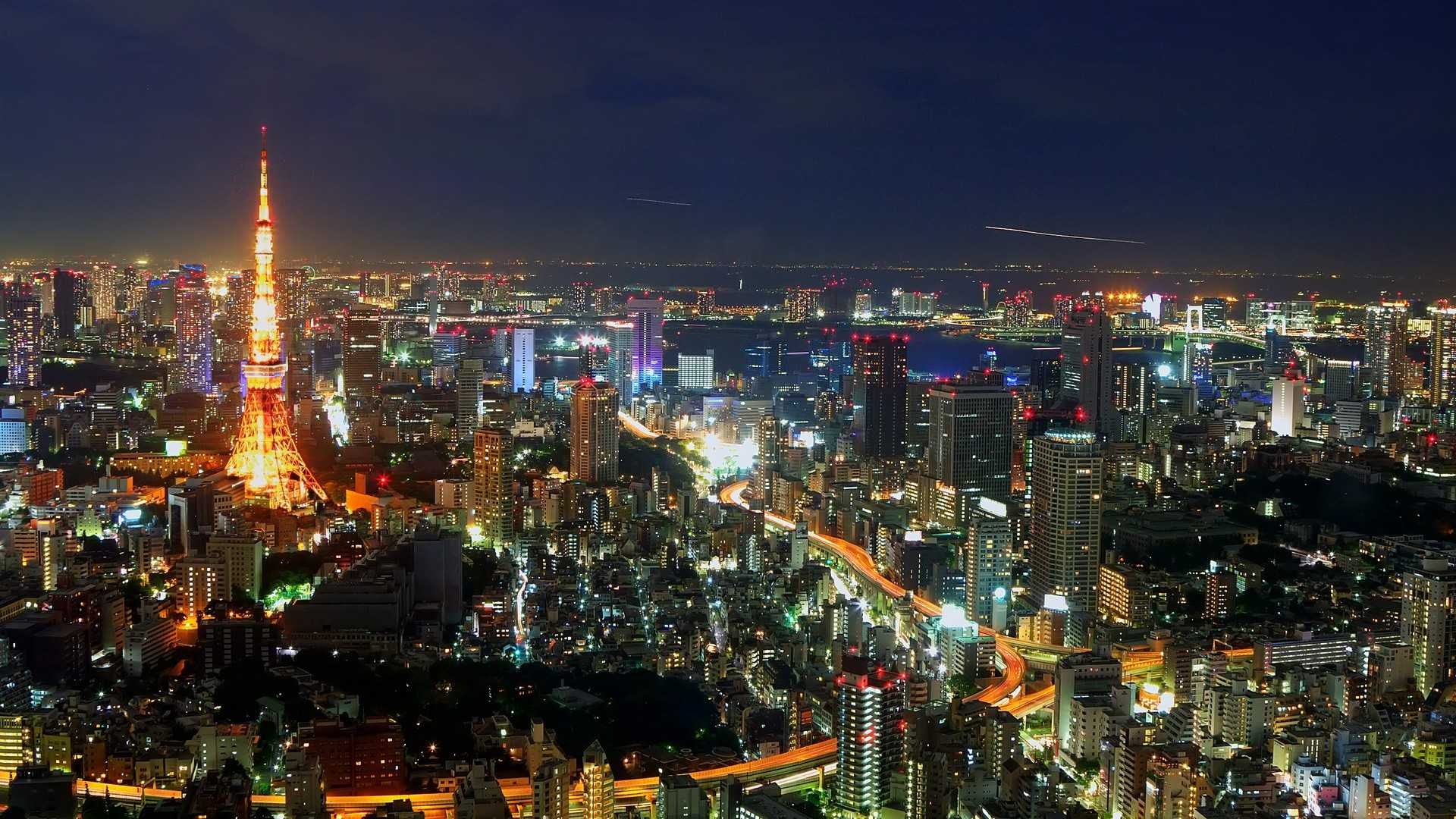 Tokyo Skyline, Night lights, Urban landscape, Travel destination, 1920x1080 Full HD Desktop
