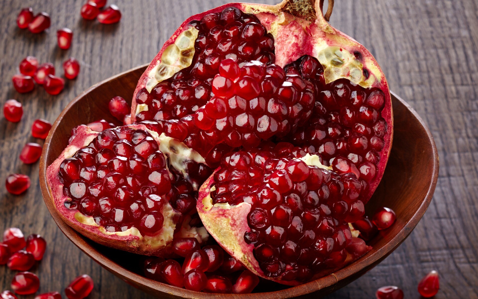 Fruit: Pomegranate, Used in baking, cooking, juice blends. 1920x1200 HD Wallpaper.