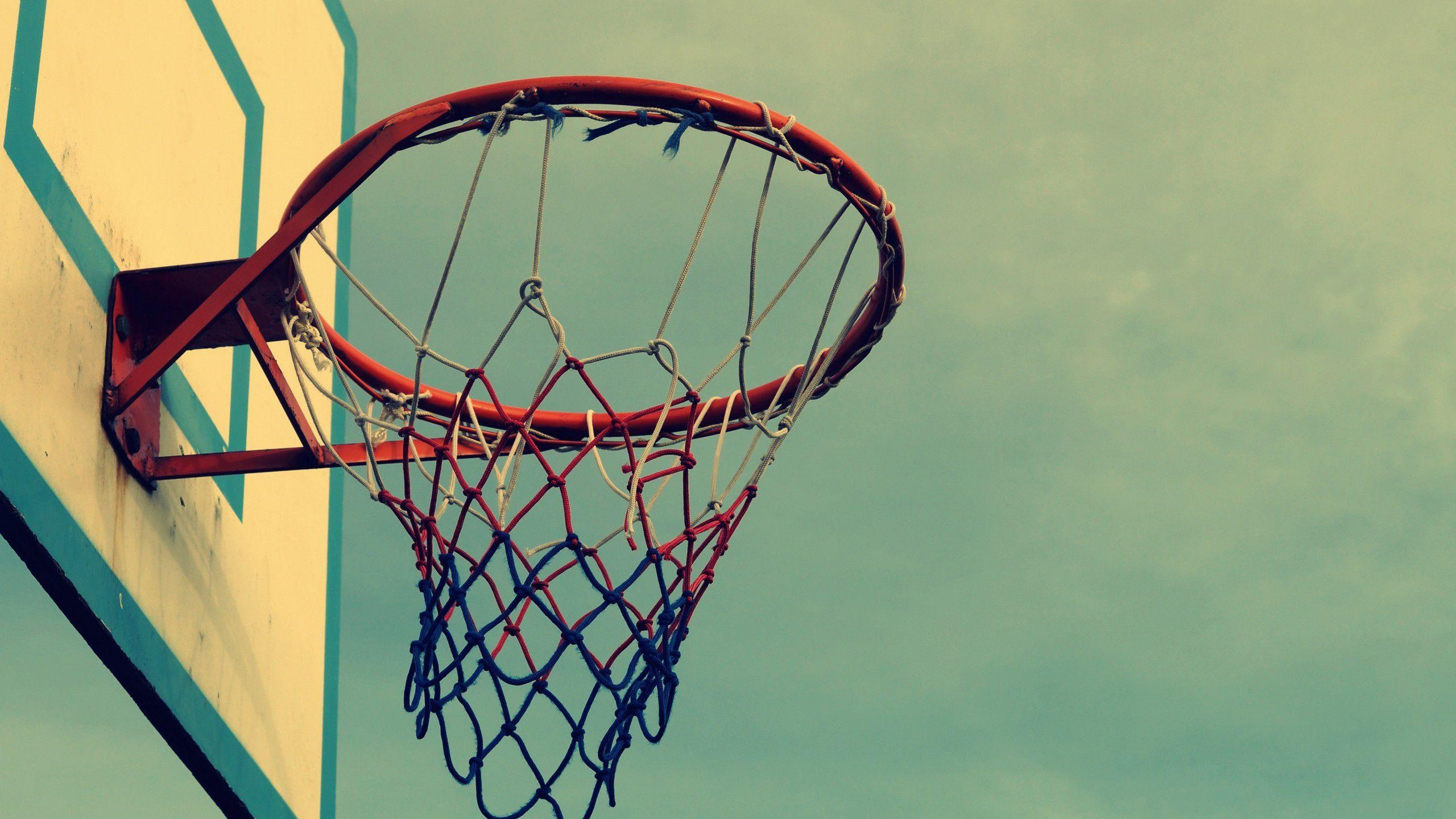 Streetball: Street basketball basket, Downtown urban court. 2560x1440 HD Background.