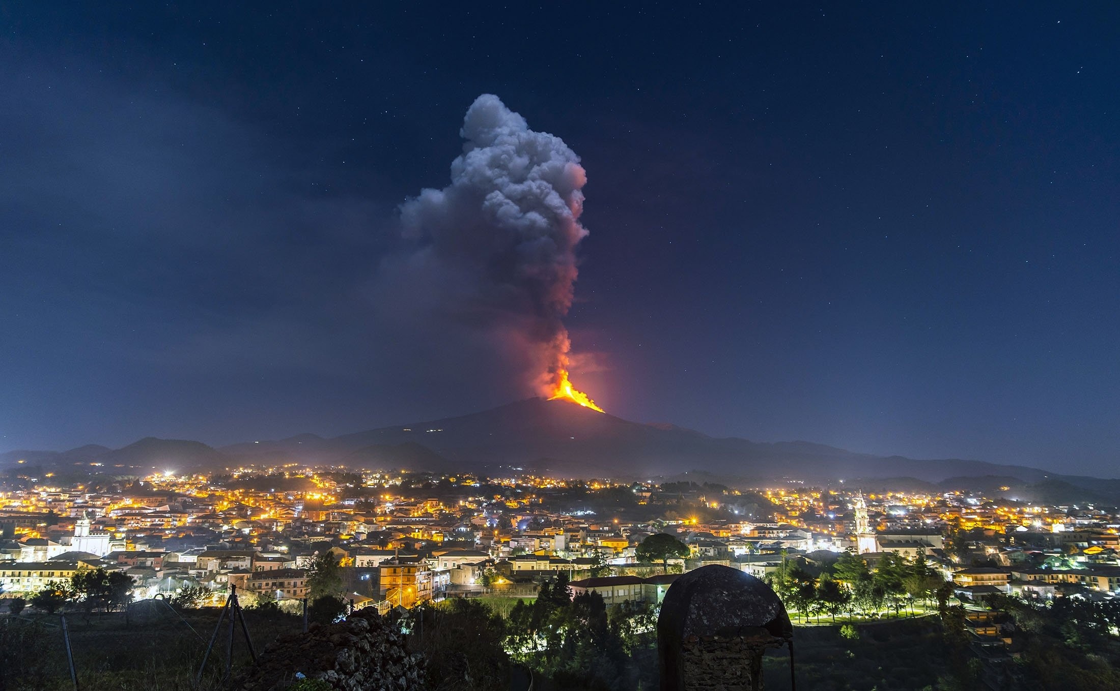 Mount Etna, Spectacular eruptions, Natural wonder, Fiery force, 2200x1360 HD Desktop