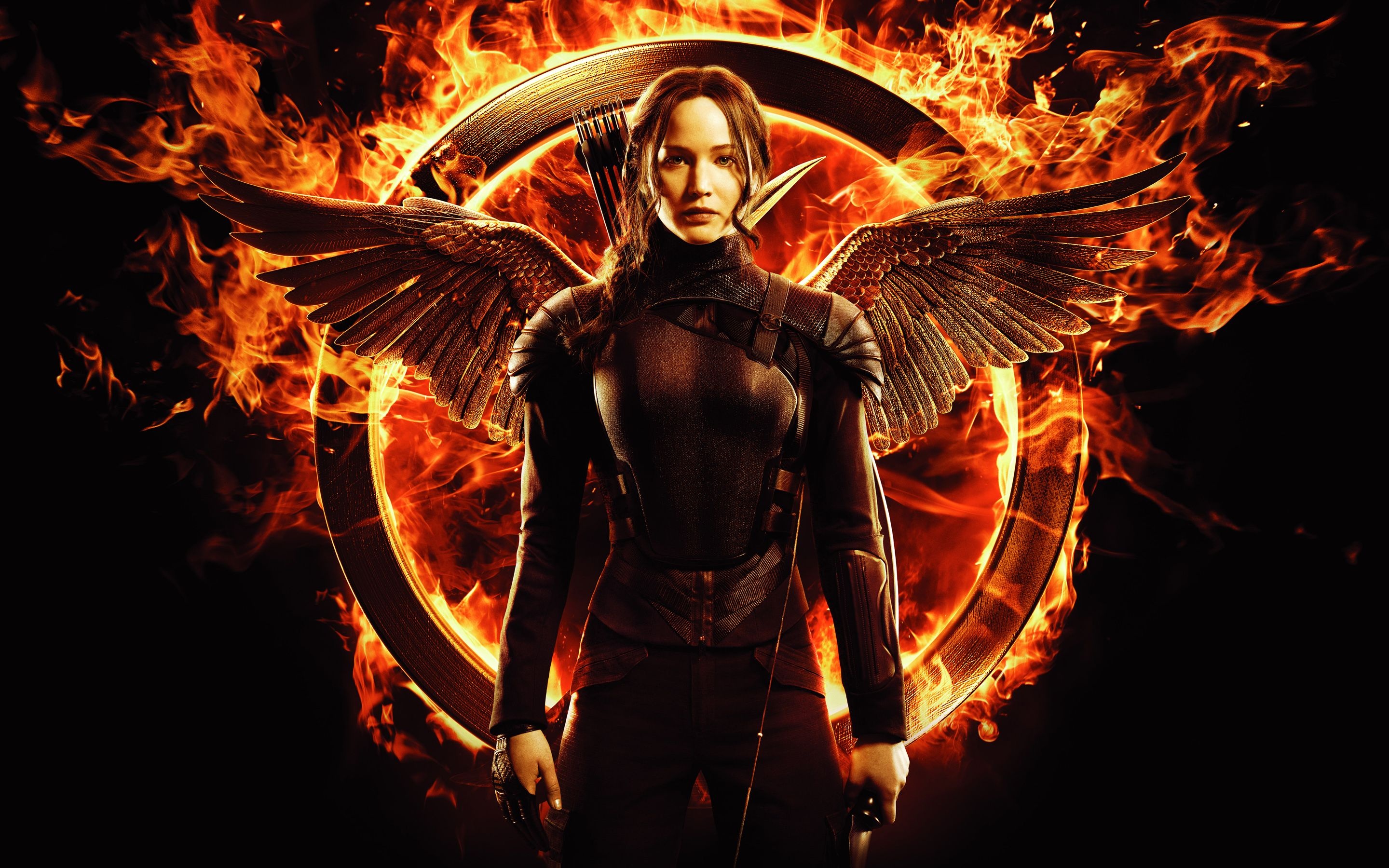 Hunger Games: Katniss Everdeen, portrayed by Jennifer Lawrence in the film adaptations. 2880x1800 HD Background.