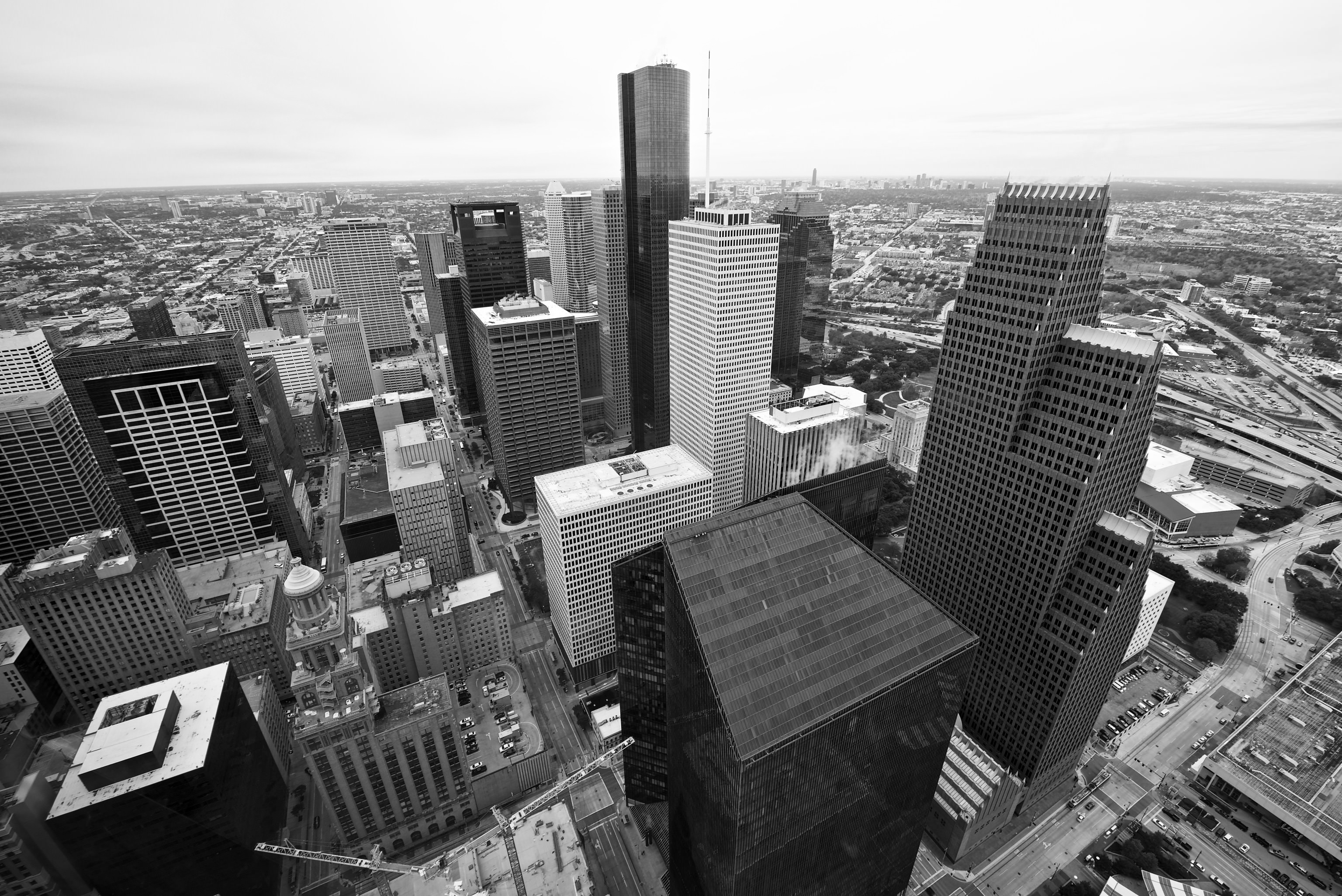 Houston Skyline, Black and white, Samanta Tremblay, Urban scenery, 3080x2060 HD Desktop