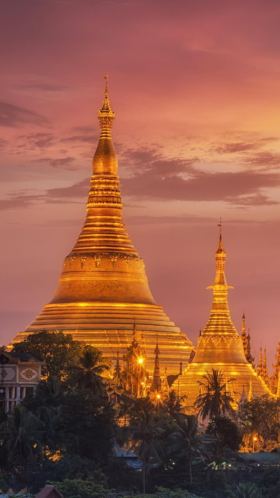 Shwedagon Pagoda, Iconic landmark, Golden spires, Buddhist pilgrimage, 1080x1920 Full HD Handy
