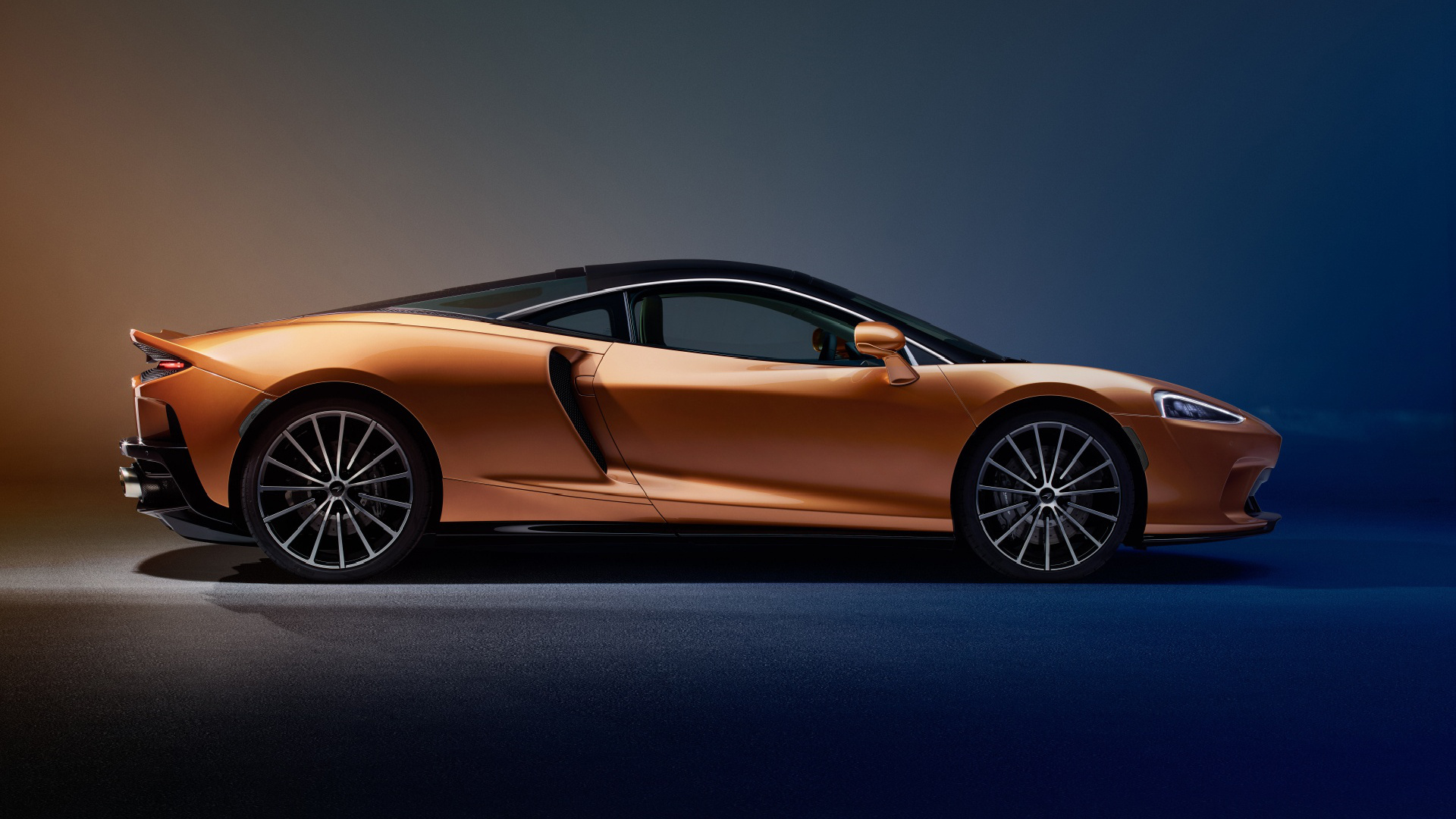 McLaren GT, Luxury supercar, Side view, High-performance, 1920x1080 Full HD Desktop