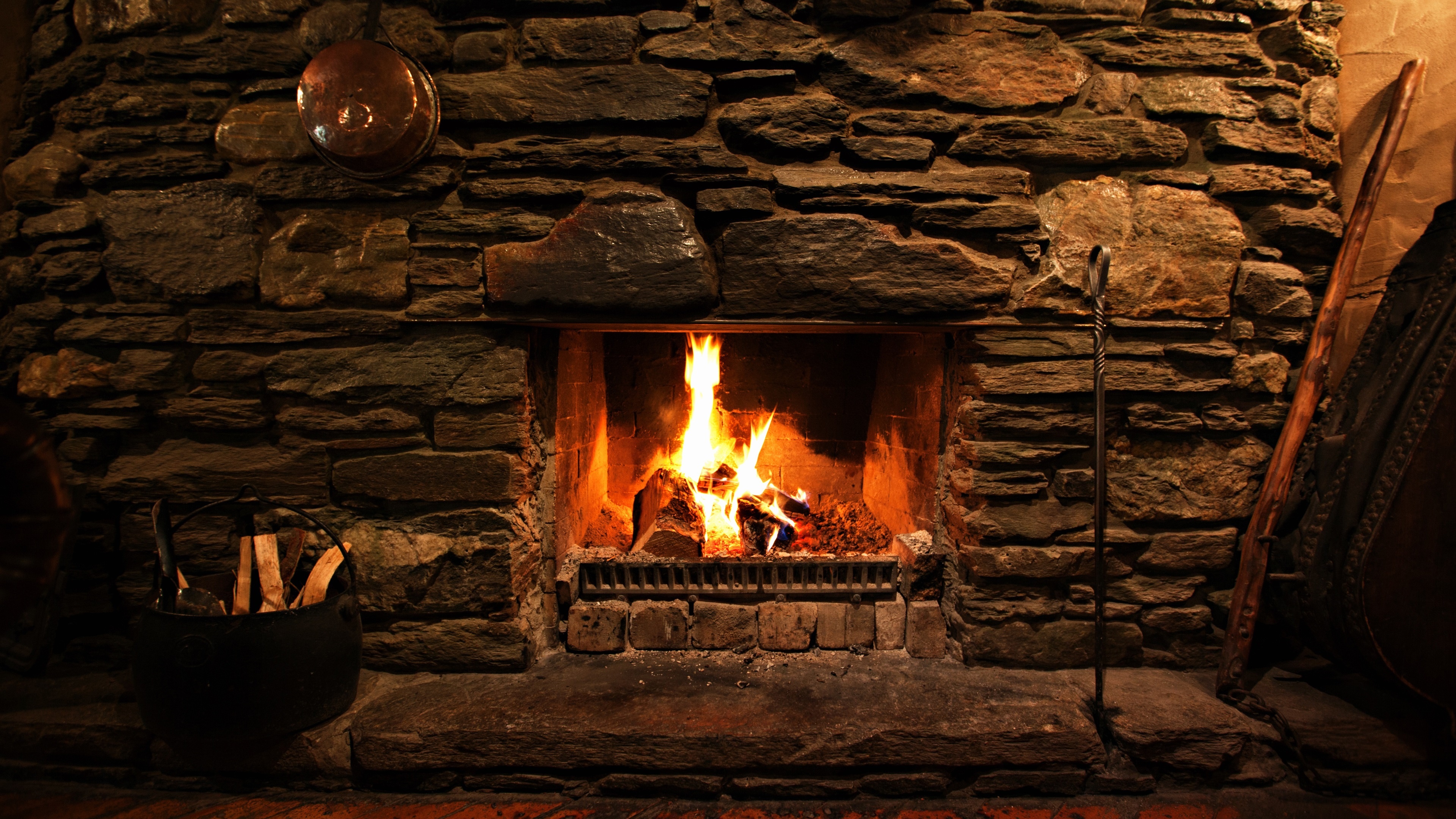 Fireplace: Chimney, A place for a domestic fire. 3840x2160 4K Background.