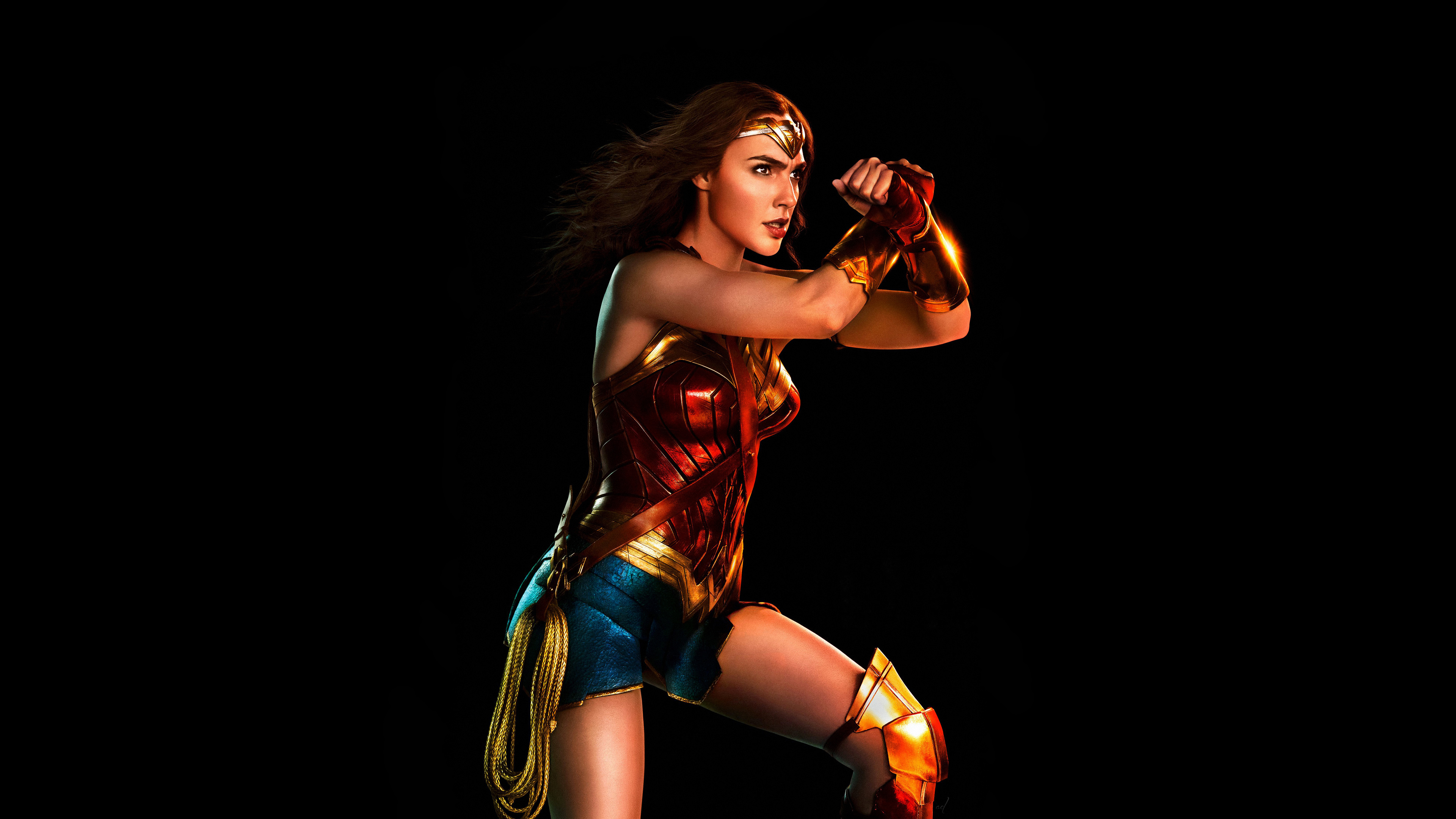 Wonder Woman movie, Gal Gadot actress, Black background, Superheroines, 3840x2160 4K Desktop