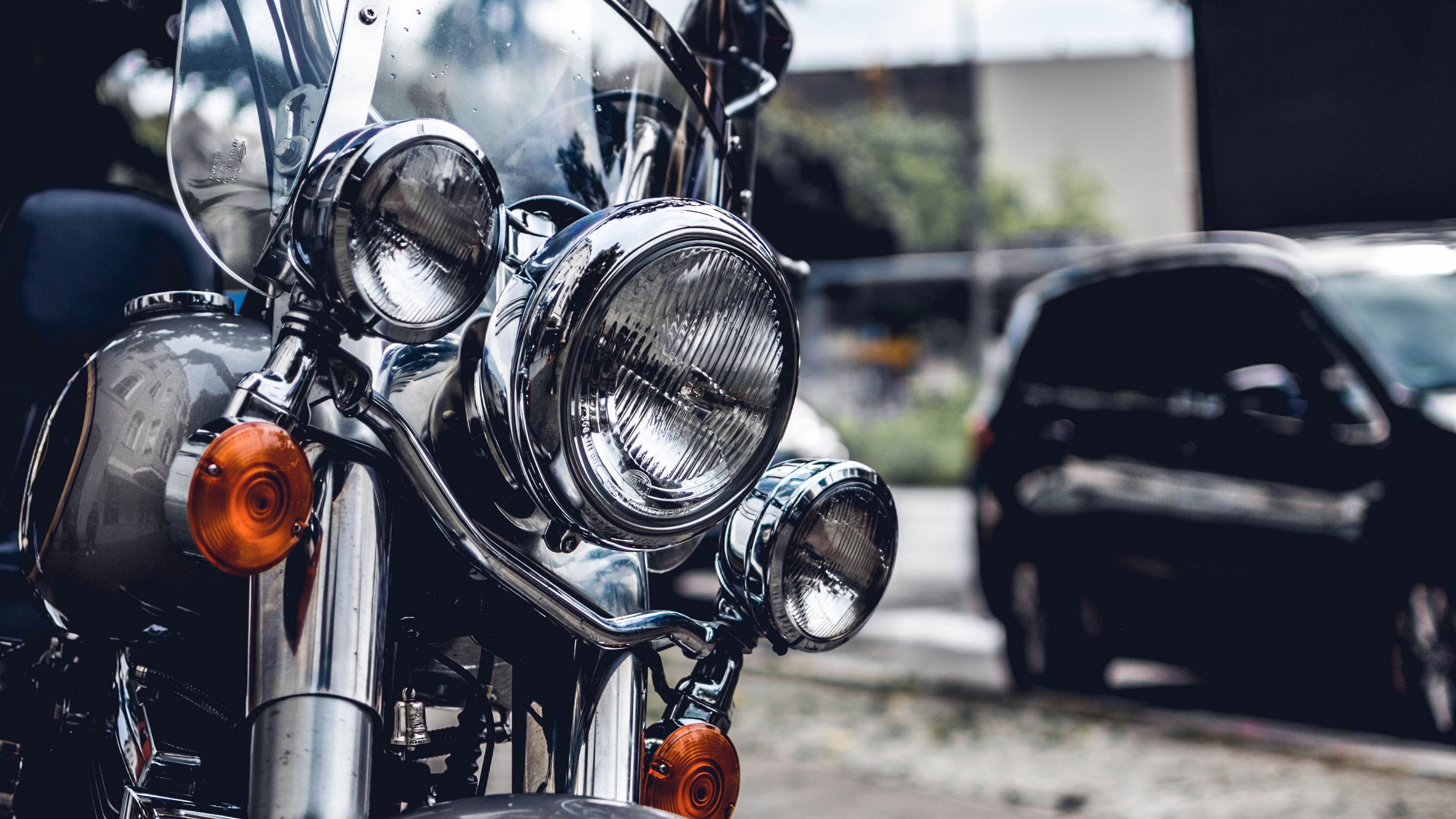 Indian Motorcycle, Headlight front view, Captivating details, 3840x2160 4K Desktop
