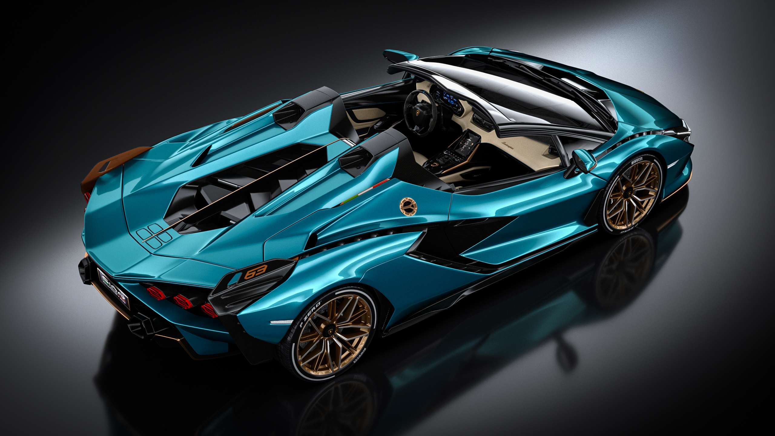 Lamborghini Sian, Roadster paradise, Artistic wallpapers, Striking aesthetics, 2560x1440 HD Desktop