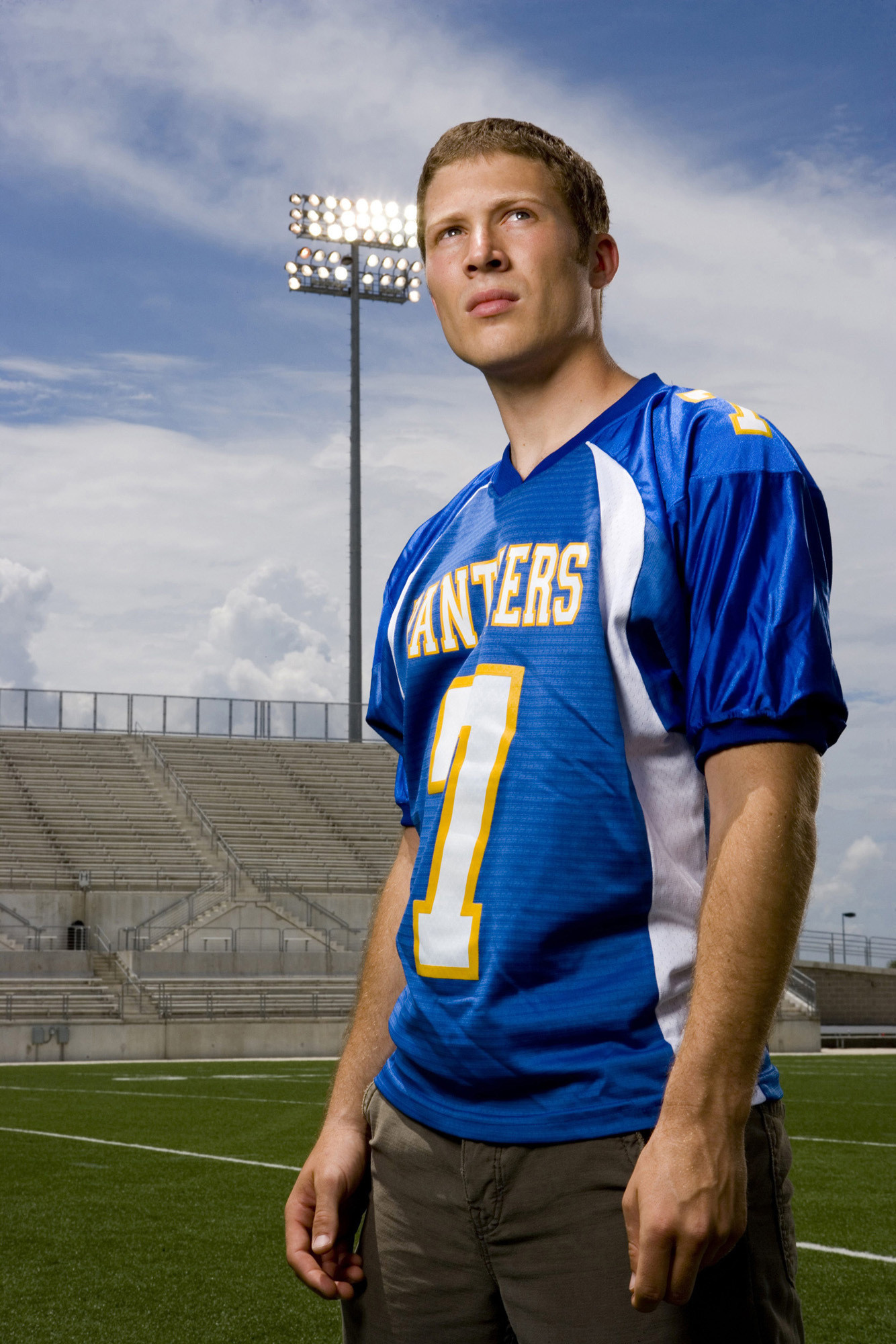 Friday Night Lights: Zach Gilfordas Matt Saracen, the quarterback of the Dillon High School Panthers. 1340x2000 HD Background.