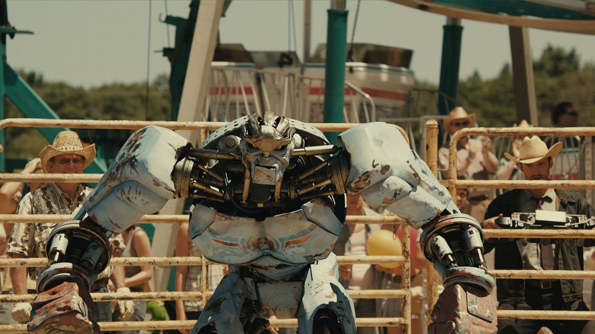 Real Steel: Boxing ring, High-tech robot fighter. 1920x1080 Full HD Wallpaper.