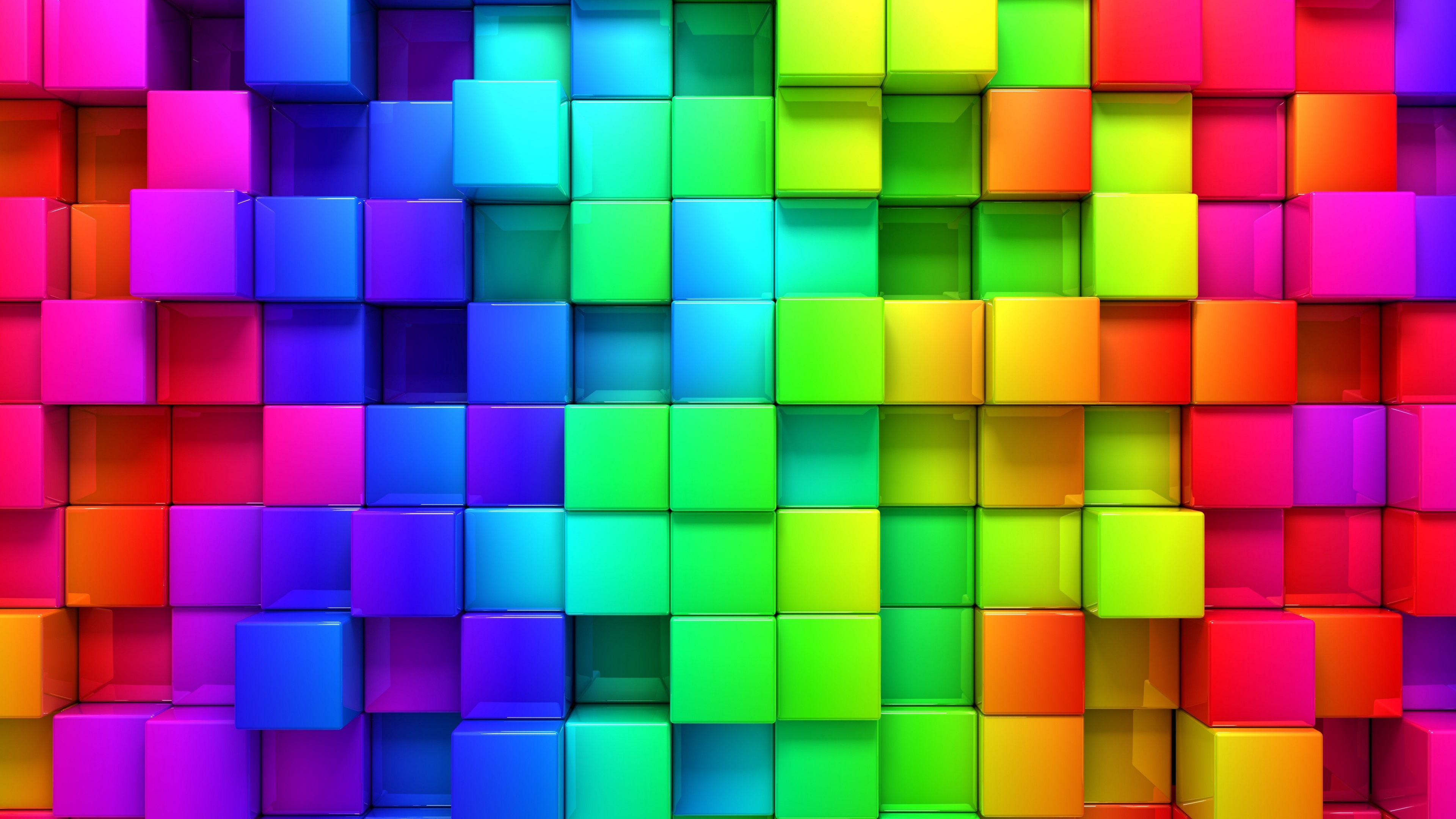 Cube blocks, 4K 5K wallpaper, Rainbow abstract, iPhone wallpaper, Android wallpaper, 3840x2160 4K Desktop