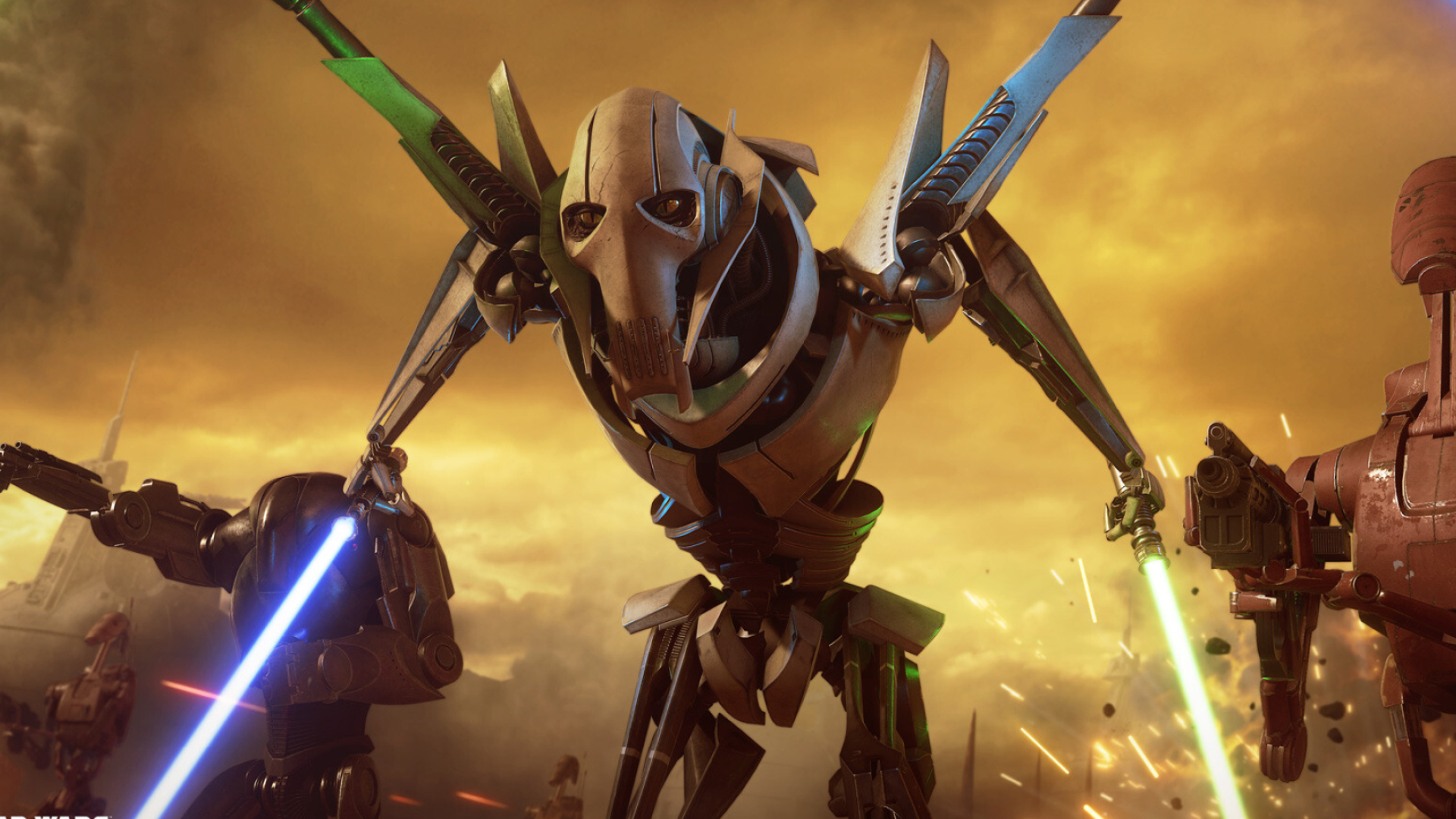 General Grievous: A brilliant Separatist military strategist, A feared Jedi hunter, Known for his ruthlessness and hacking cough. 1920x1080 Full HD Background.