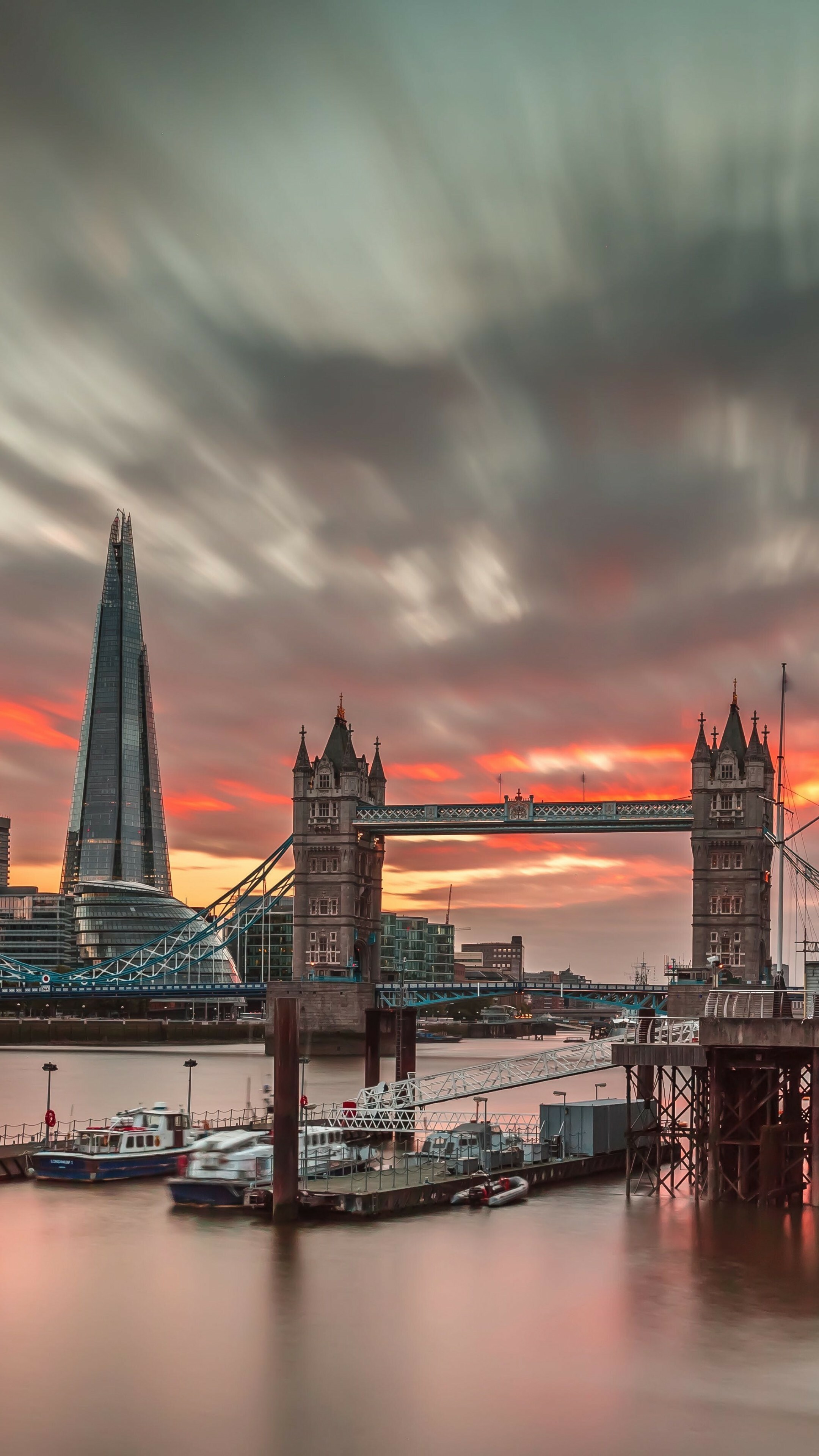 Tower Bridge: England's capital city, River Thames. 2160x3840 4K Background.