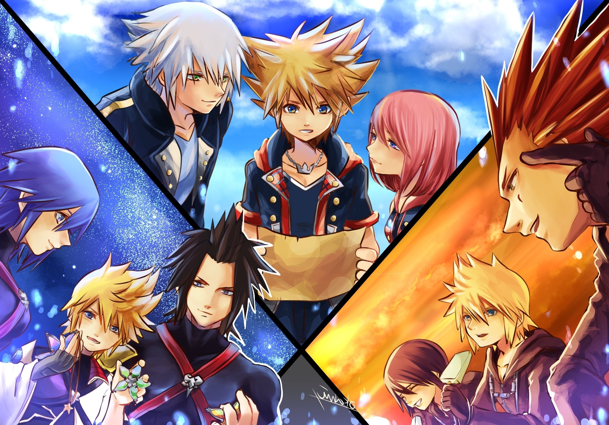 Aqua, Kairi, Xion, Terra, Ventus, Riku, Kingdom Hearts series, Anime wallpaper, 2390x1670 HD Desktop