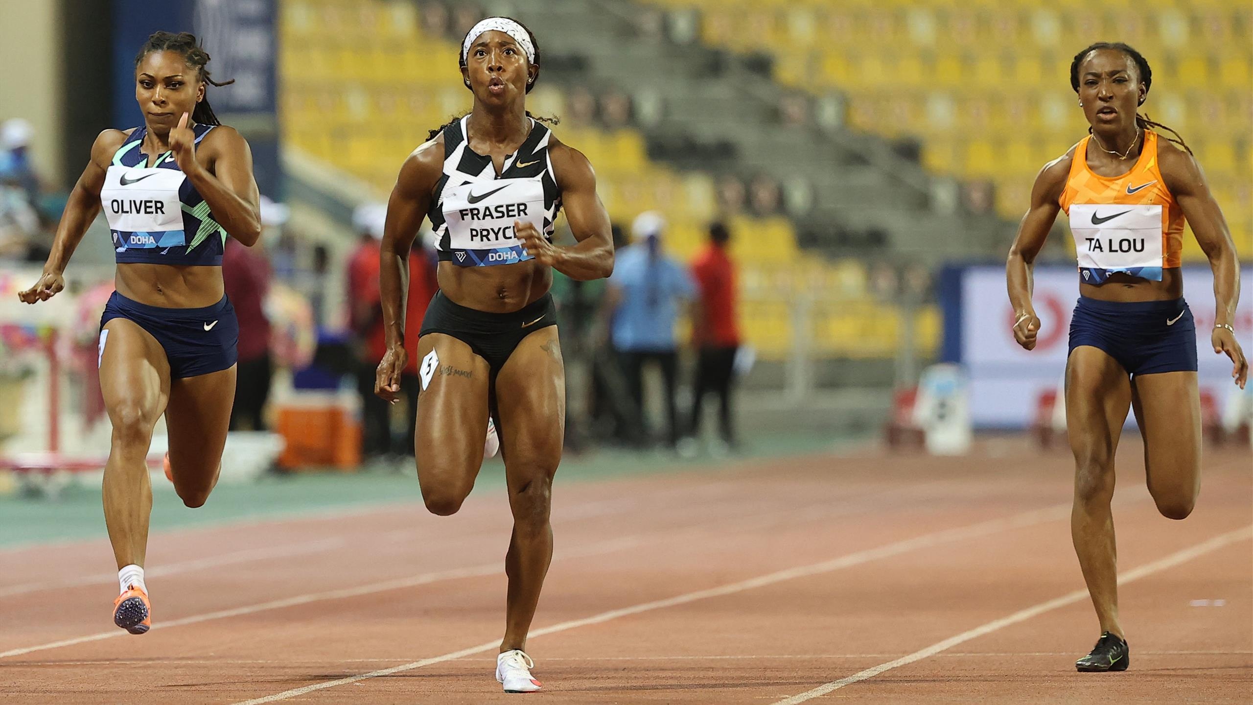 Shelly-Ann Fraser-Pryce, Athletics superstar, Amazing 100m, Eurosport coverage, 2560x1440 HD Desktop