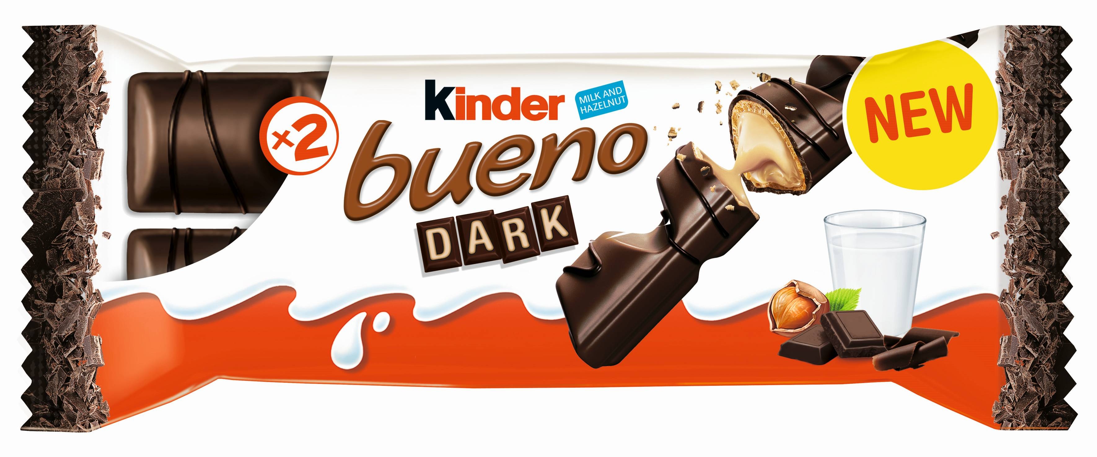 Kinder (Brand): Bueno Dark, Ferrero, A chocolate bar, A hazelnut-cream-filled, Wafer. 3550x1480 Dual Screen Background.