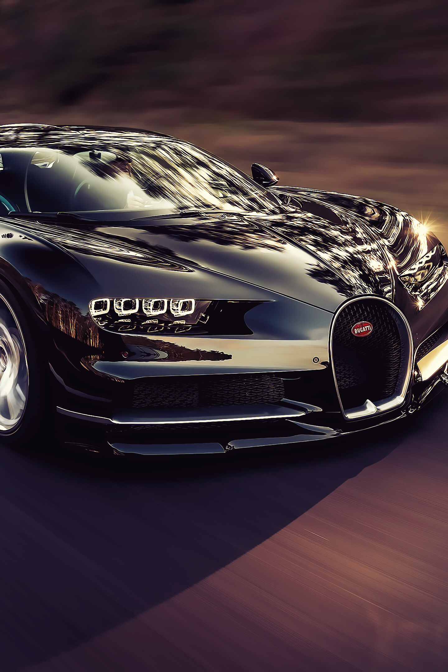 Bugatti: Luxury car, Chiron model, On road, The French automotive manufacturer. 1440x2160 HD Wallpaper.