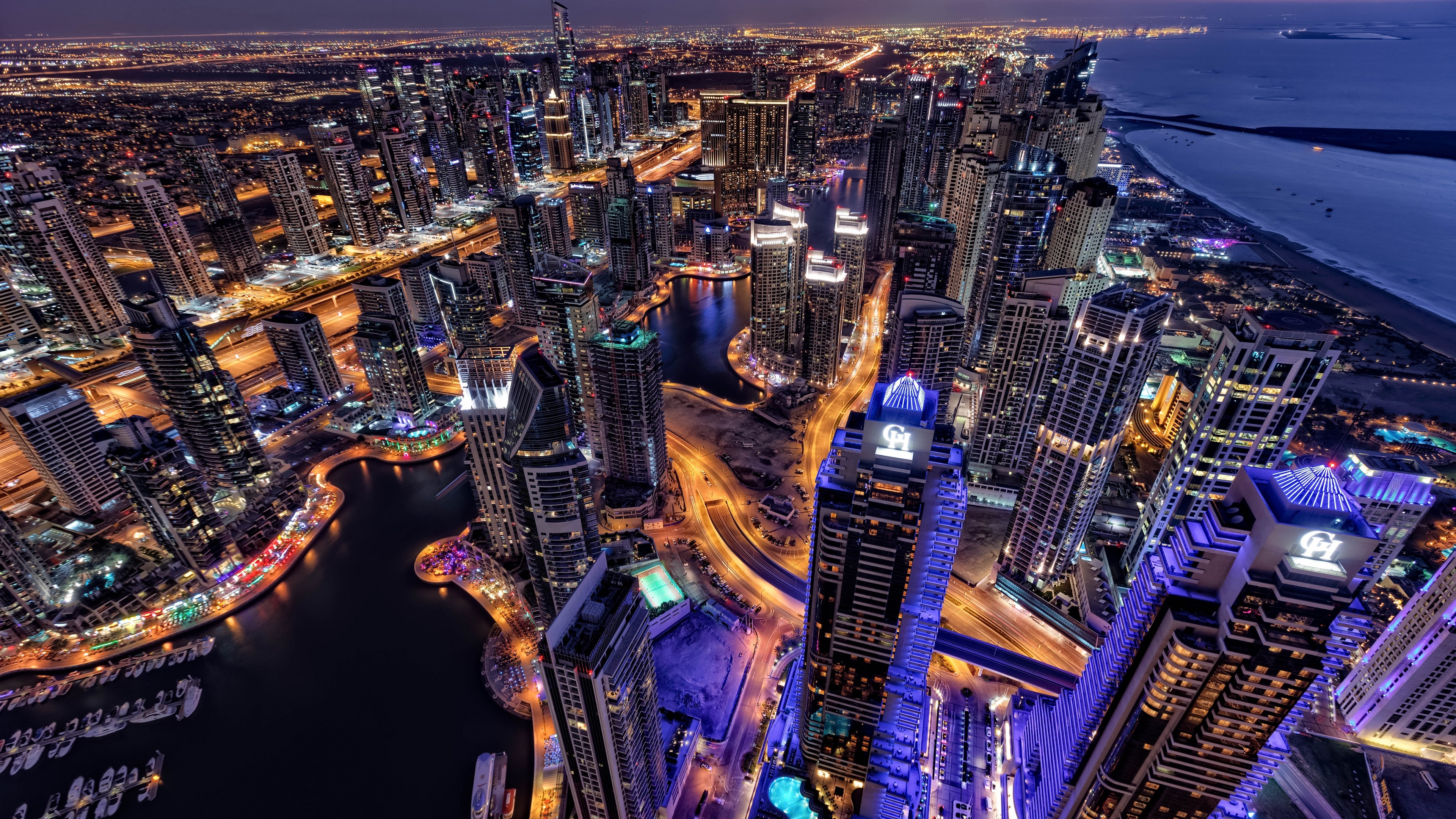 Dubai: Cityscape, Skyline, Aerial view, The fastest-growing city in the world. 3840x2160 4K Background.