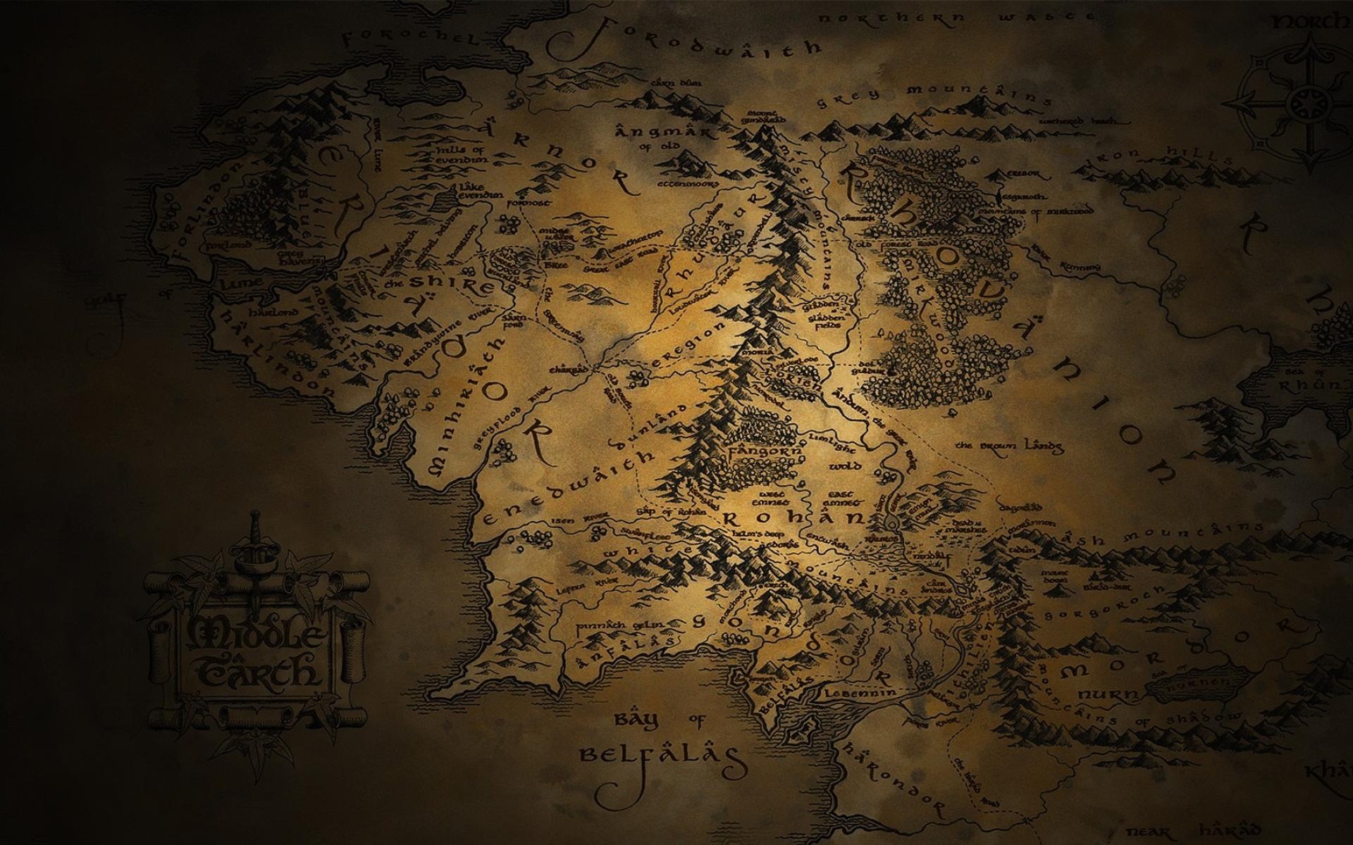 Lord of the Rings Map, Tolkien, 4K wallpapers, 1920x1200 HD Desktop