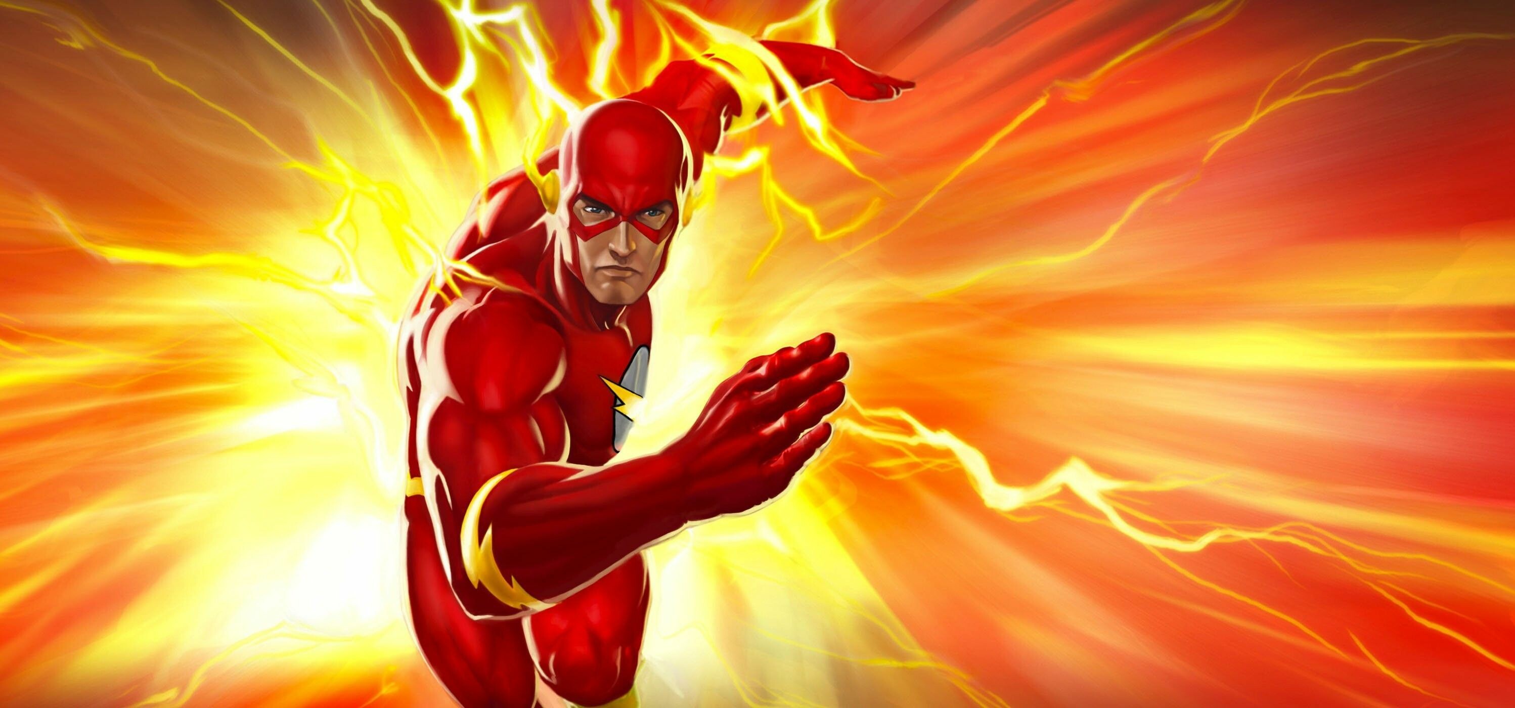 Flash (DC): Fictional character, appearing in American comic books, Gardner Fox. 3000x1400 Dual Screen Background.