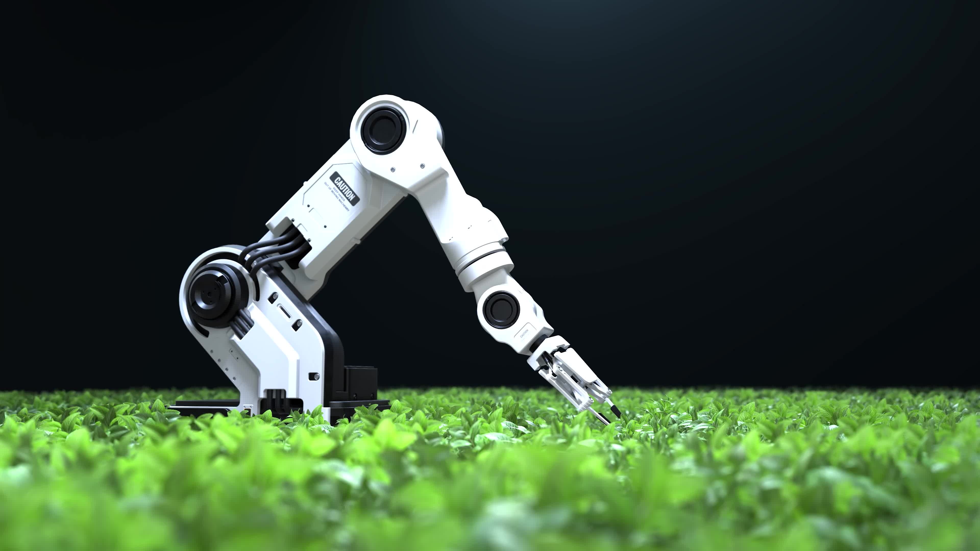 Robot: Smart robotic farmers concept, FarmBot, Agriculture technology, Farm automation. 3840x2160 4K Background.