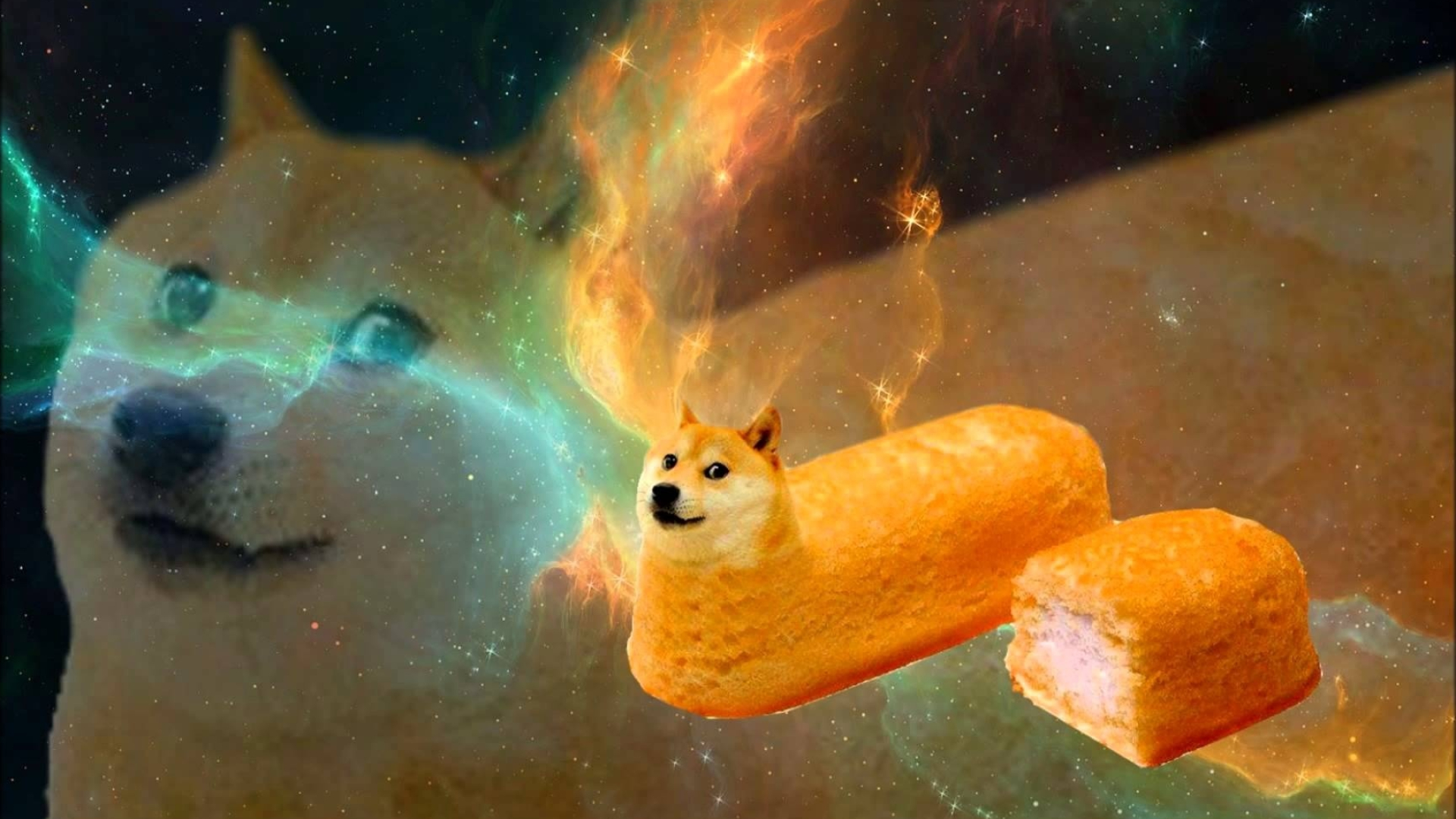 Twinkies, Doge space wallpaper, Whimsical background, Canine-themed design, 1920x1080 Full HD Desktop