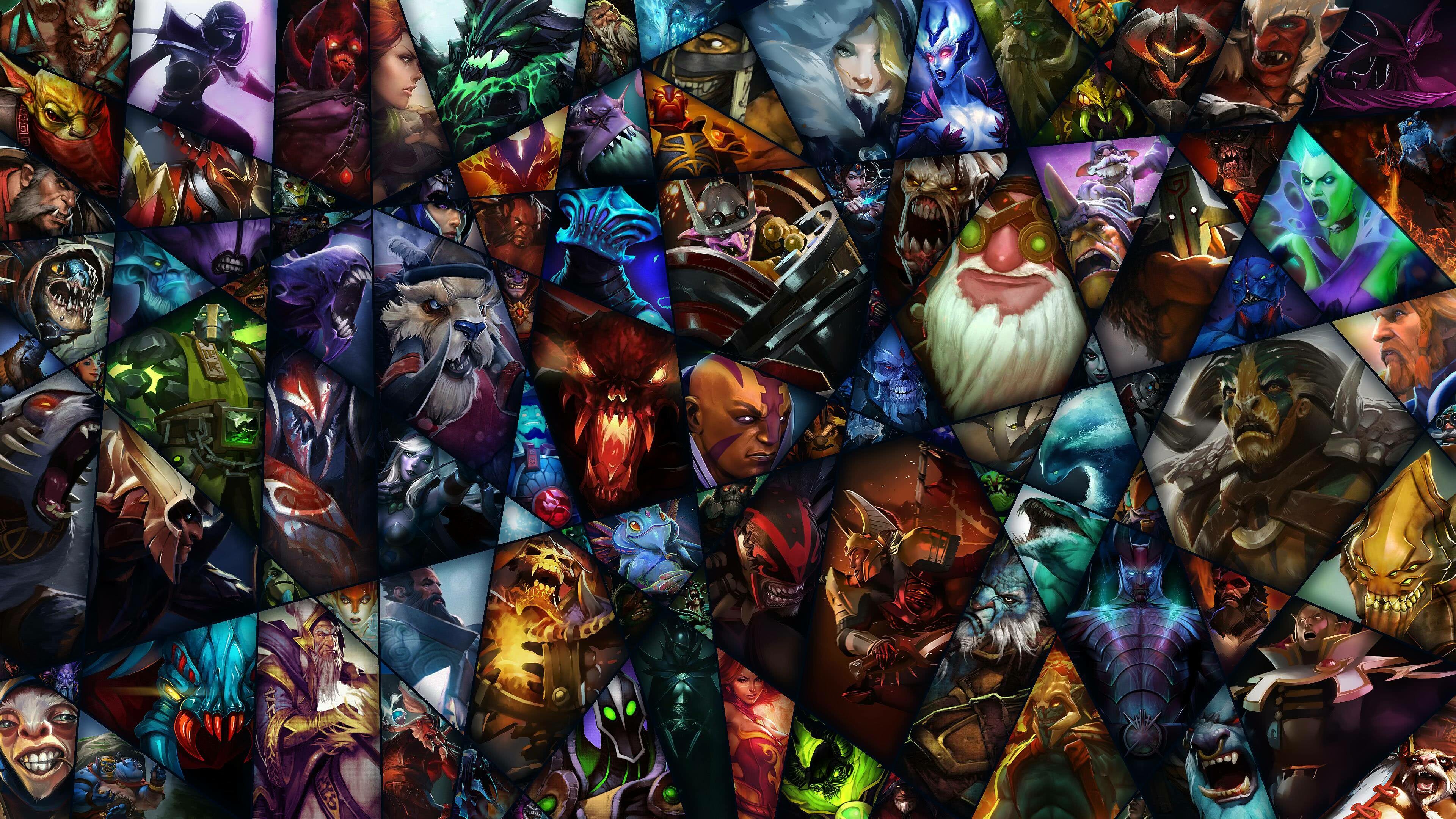 Dota 2: Ten players each control one of the game's 123 playable characters. 3840x2160 4K Wallpaper.