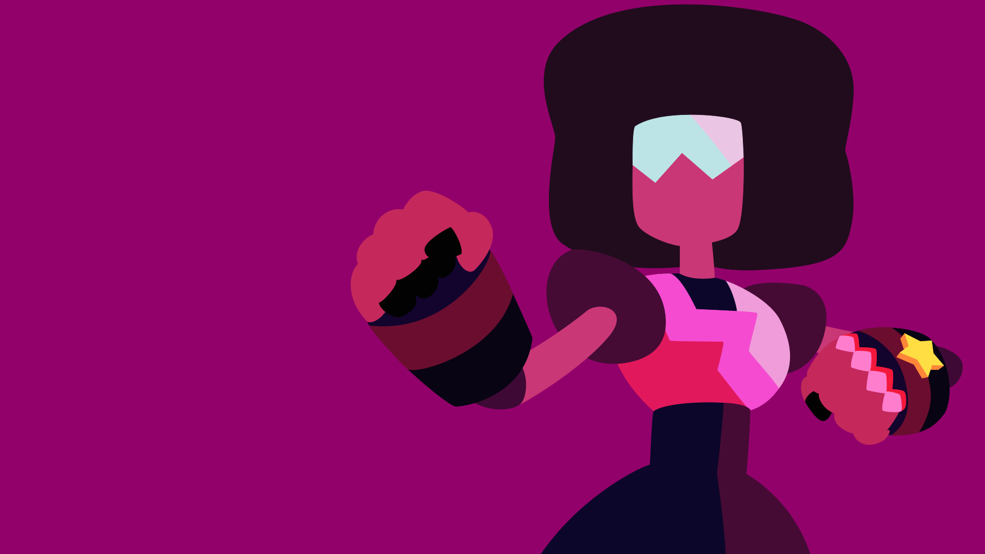 Garnet (Steven Universe): Minimalistic fan art, Magical, mineral-based alien with a holographic body, American animated series. 1920x1080 Full HD Wallpaper.