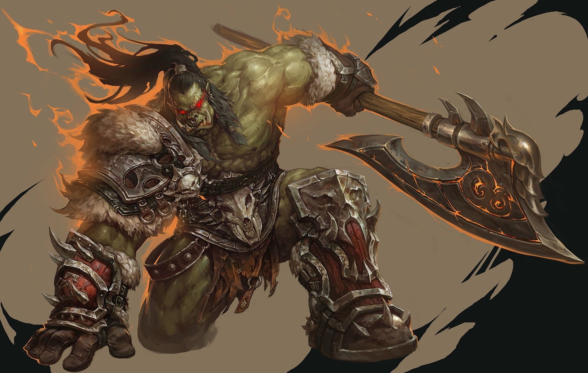 Warcraft's Grom Hellscream, Orc warrior artwork, 1080p wallpaper, Azeroth greatness, 1920x1220 HD Desktop