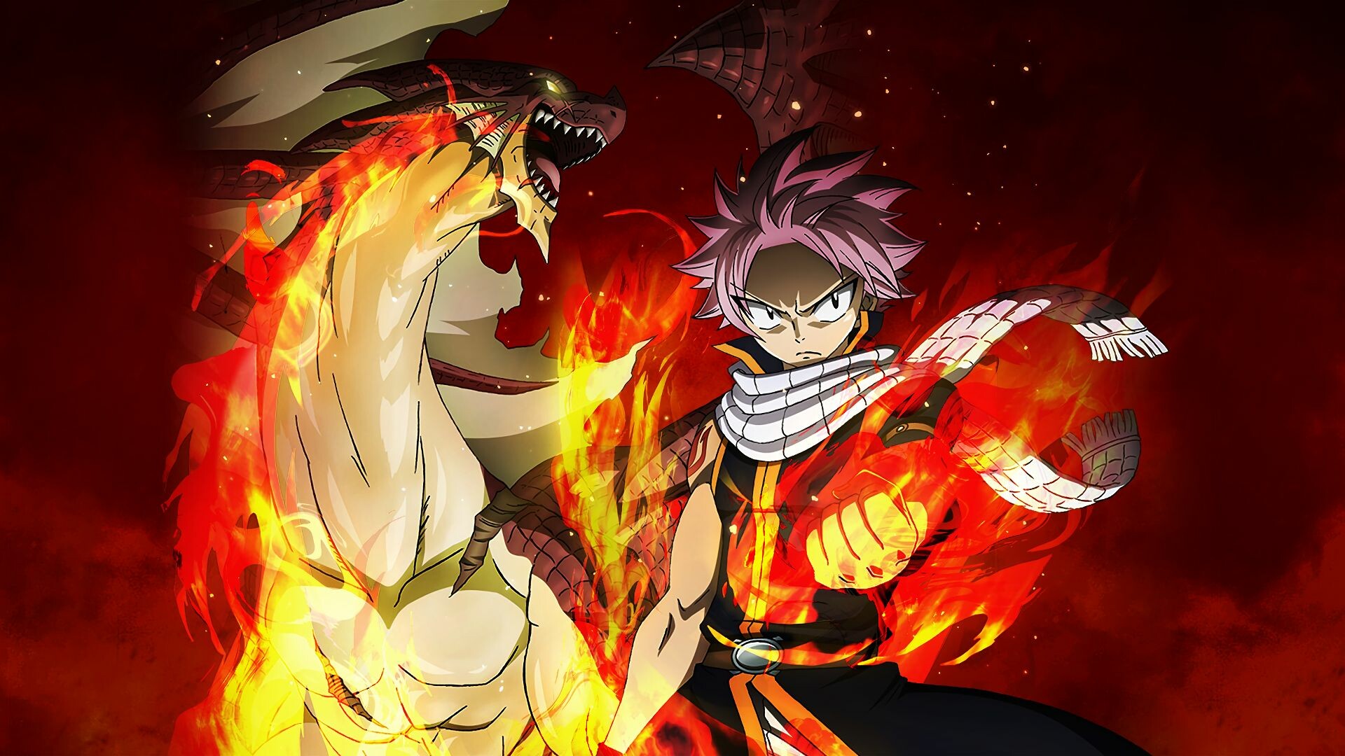 Fairy Tail: Natsu Dragneel, a male wizard who's also known as "Salamander". 1920x1080 Full HD Background.
