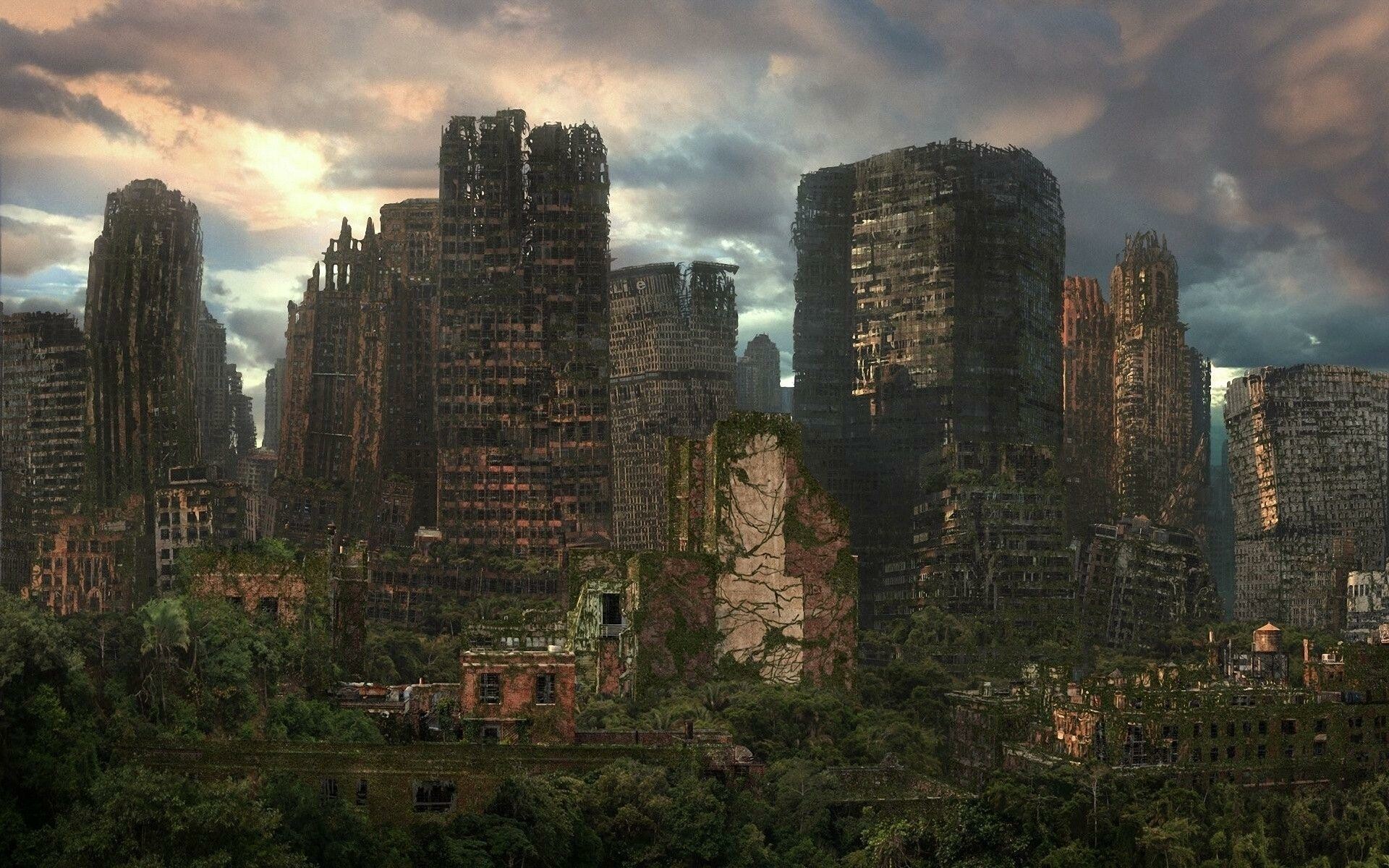 Post-apocalypse: Ramshackle building, Large-scale disaster. 1920x1200 HD Background.