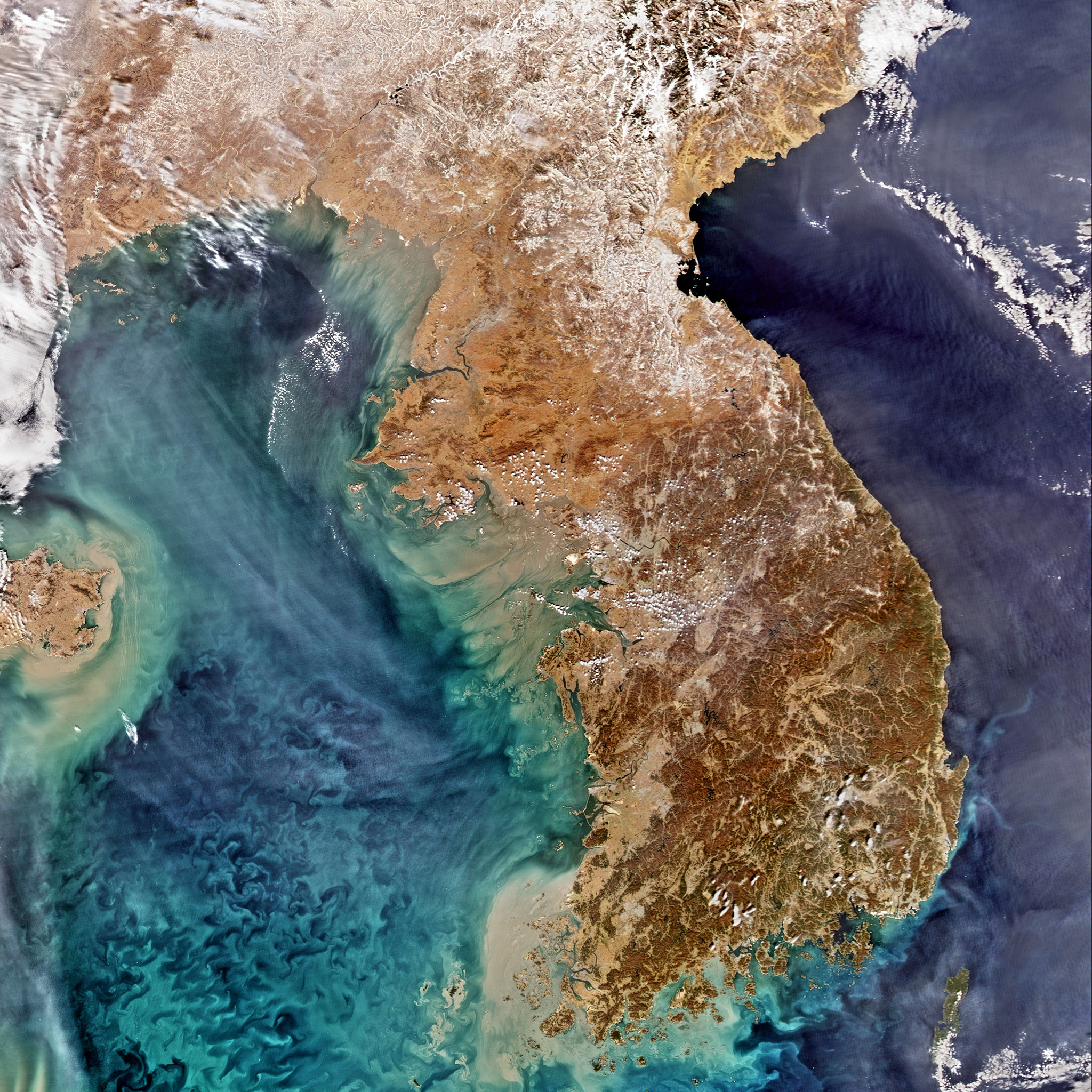 Bohai Sea, VQ70 Yellow Sea, Korea Earthview pattern, 2050x2050 HD Handy