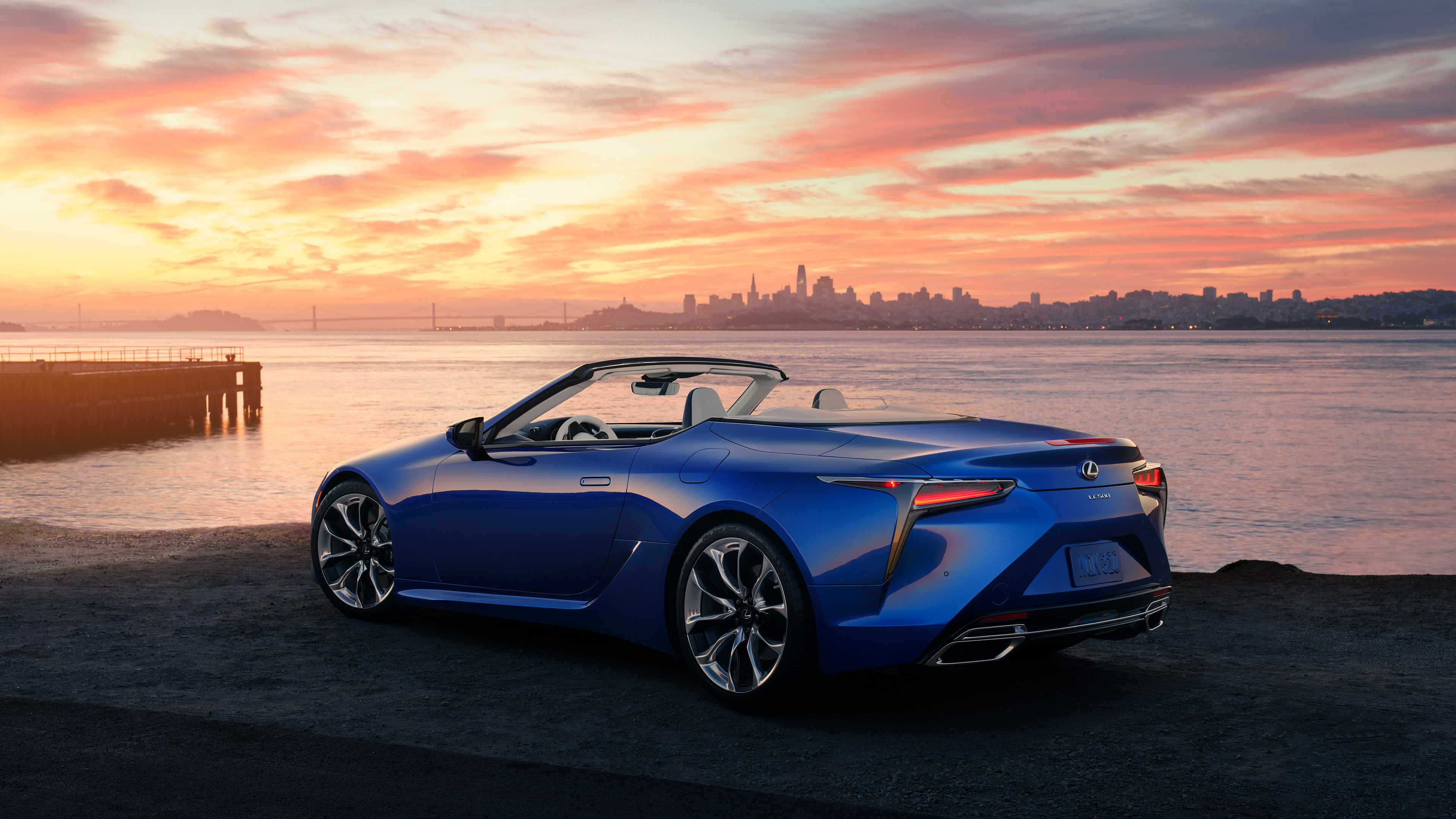 Lexus LC, 500 model, Sunset backdrop, Convertible beauty, 3840x2160 4K Desktop