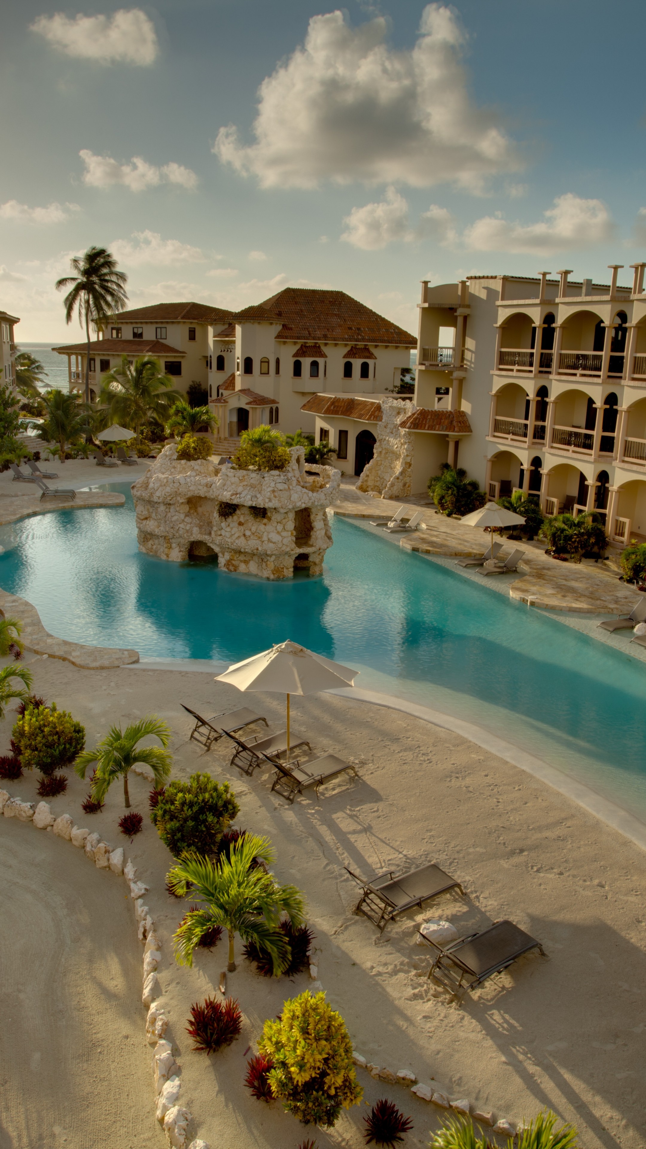 Belize resort getaway, Relax by the pool, Sun-kissed paradise, Architectural beauty, 2160x3840 4K Handy