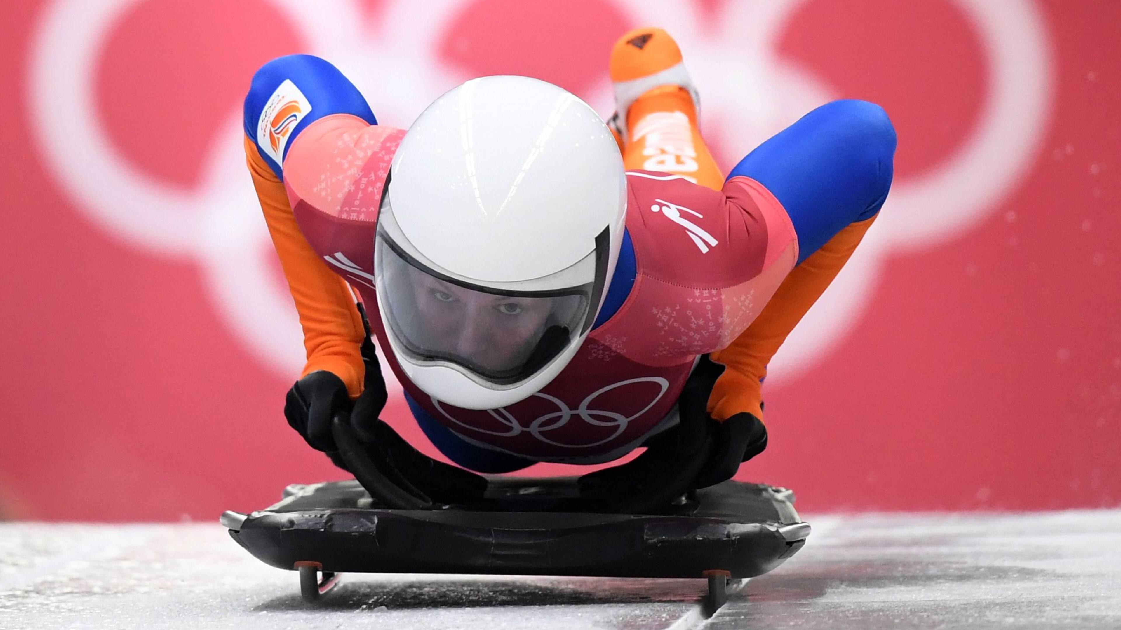 Skeleton (Sport): Kimberley Bos, The only female racer named to represent the Netherlands at the 2018 Winter Olympics. 3840x2160 4K Wallpaper.
