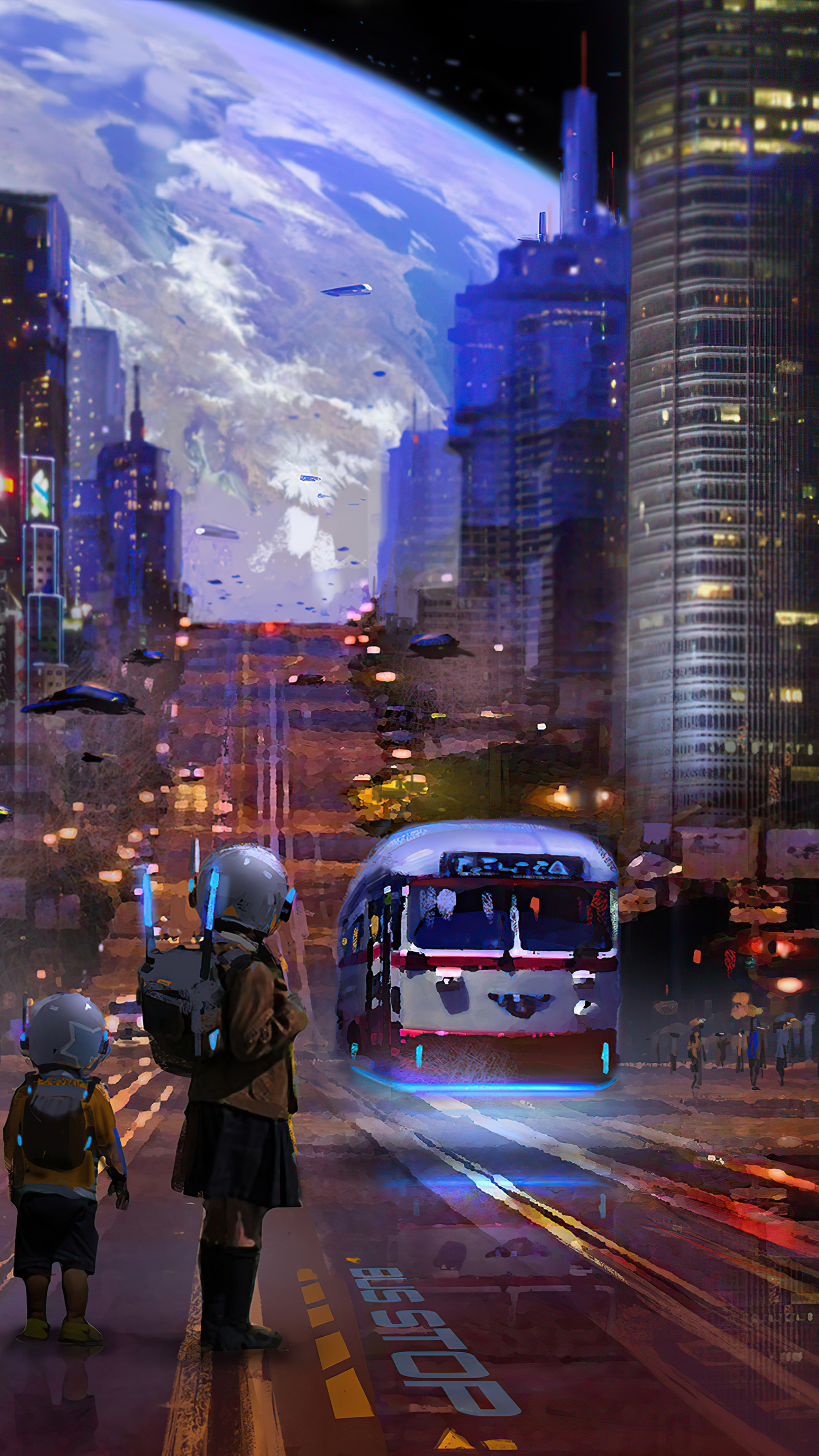 Bus, Auto, Bus stop wallpapers, HD, 2160x3840 4K Phone