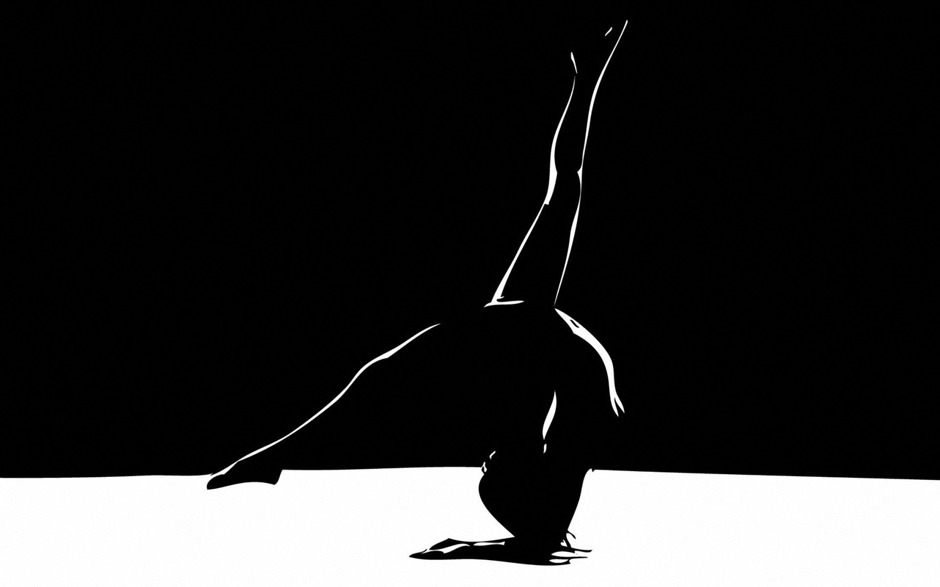 Rhythmic Gymnastics: A black-and-white gymnast fan art, A competitive Olympic sport. 1920x1200 HD Wallpaper.