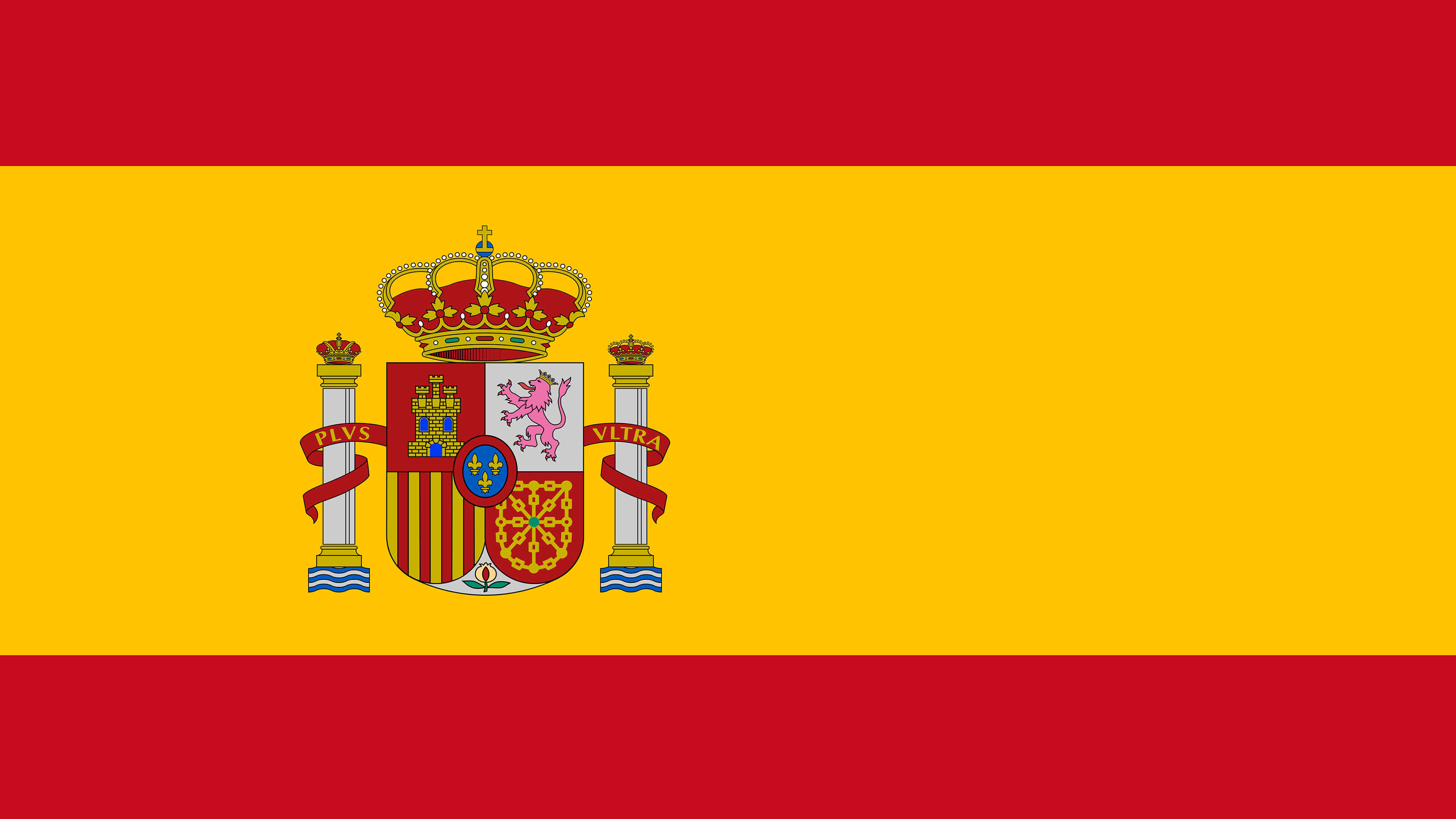 Spain: The largest part of Spain is situated on the Iberian Peninsula, Flag. 3840x2160 4K Wallpaper.