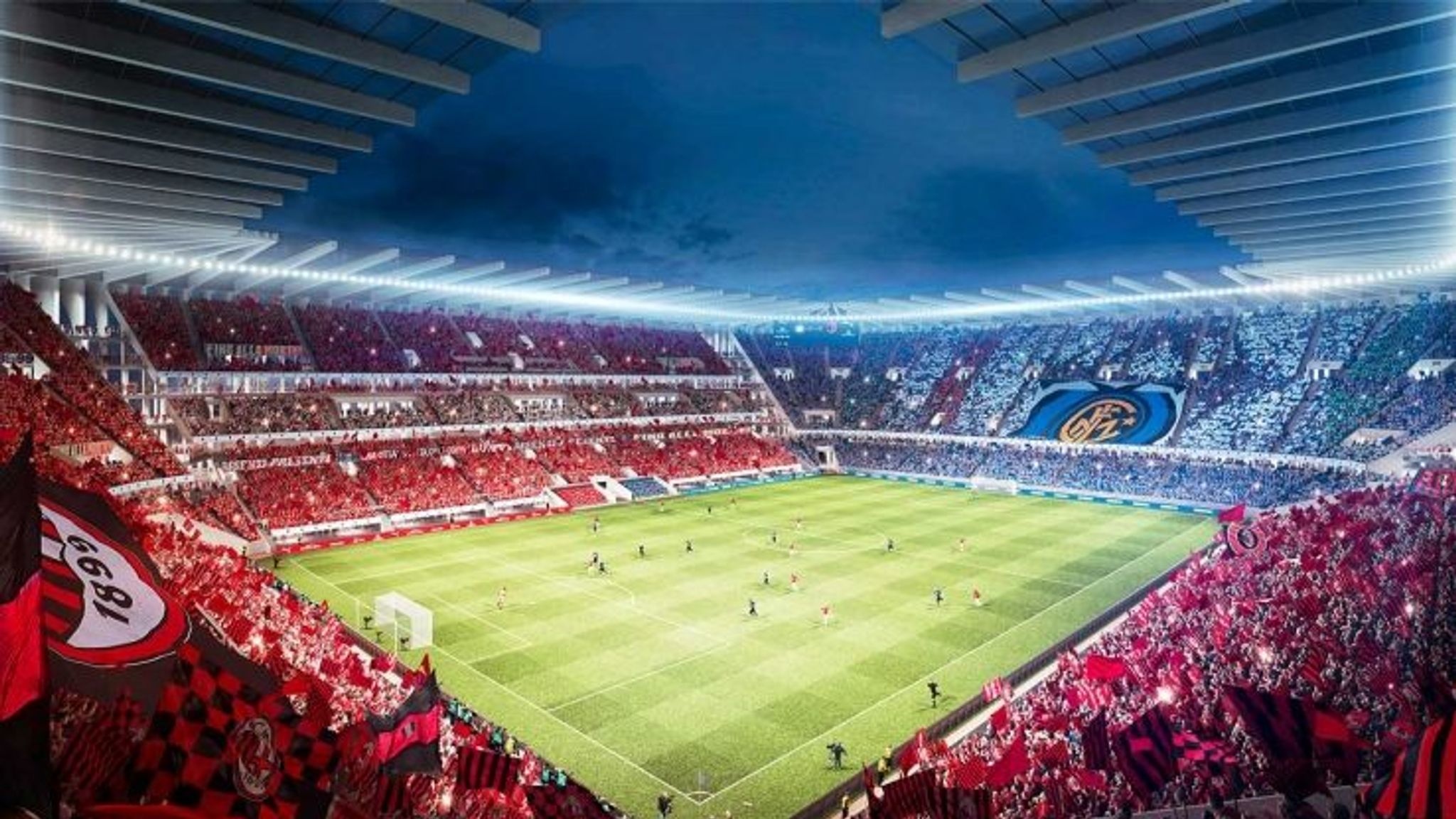 San Siro stadium, Wallpapers and backgrounds, Football venue, Historic landmark, 2050x1160 HD Desktop