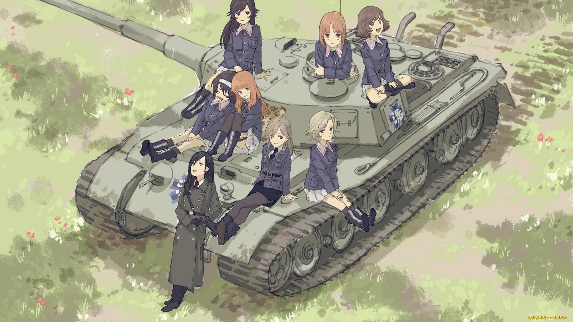 Girls und Panzer: Military anime characters, Powerful tank, A sport known as “Panzerfahren” or “Sensha-do”. 1920x1080 Full HD Background.