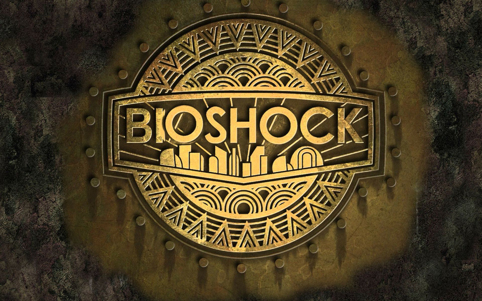 BioShock: A first-person action RPG set in the late 1940s after World War II, Logo. 1920x1200 HD Wallpaper.