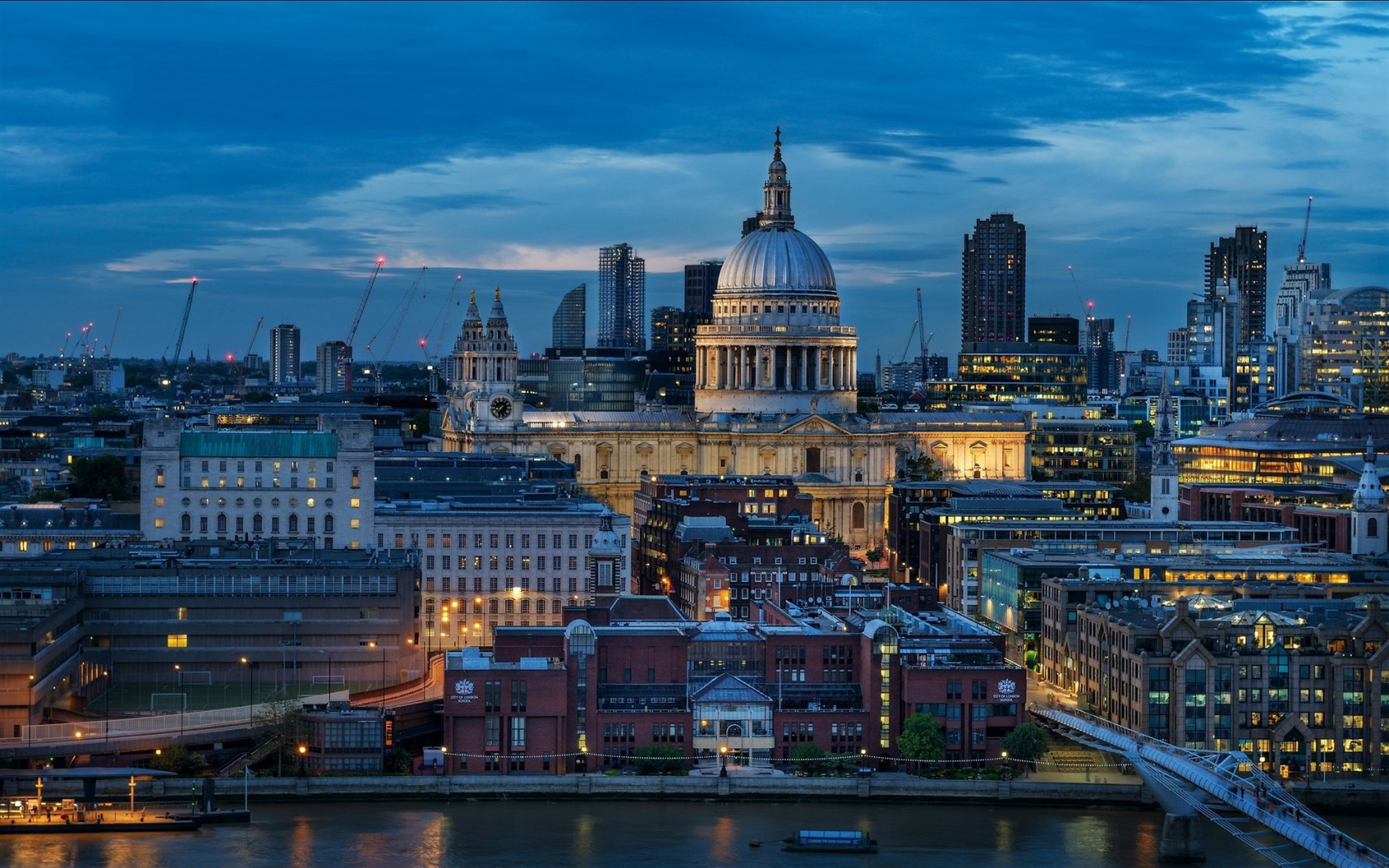 St. Paul's Cathedral, Evening sunset, UK landmark, Anglican cathedral, 1920x1200 HD Desktop