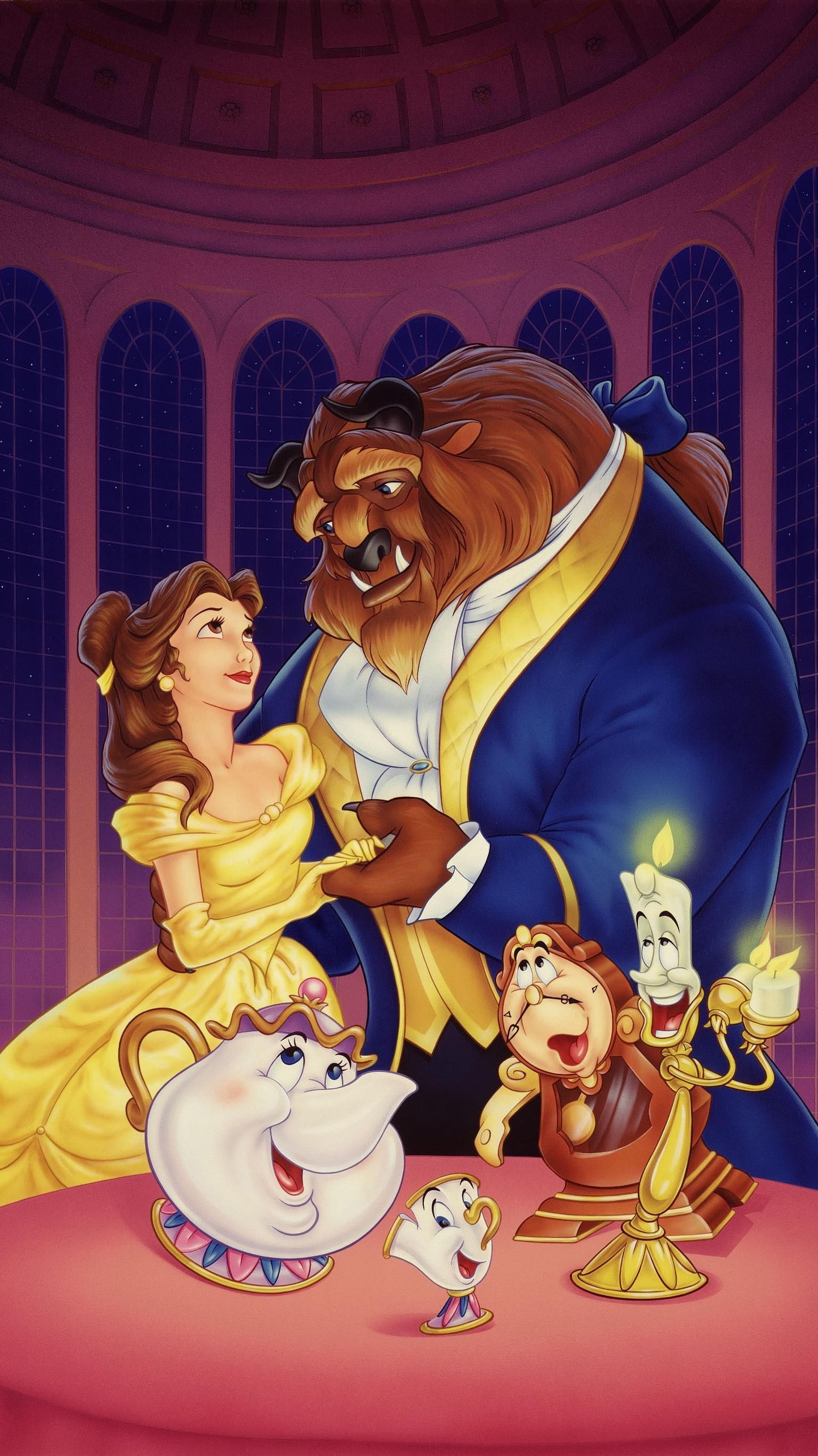 Beauty and the Beast 1991, Phone wallpaper, 1540x2740 HD Handy