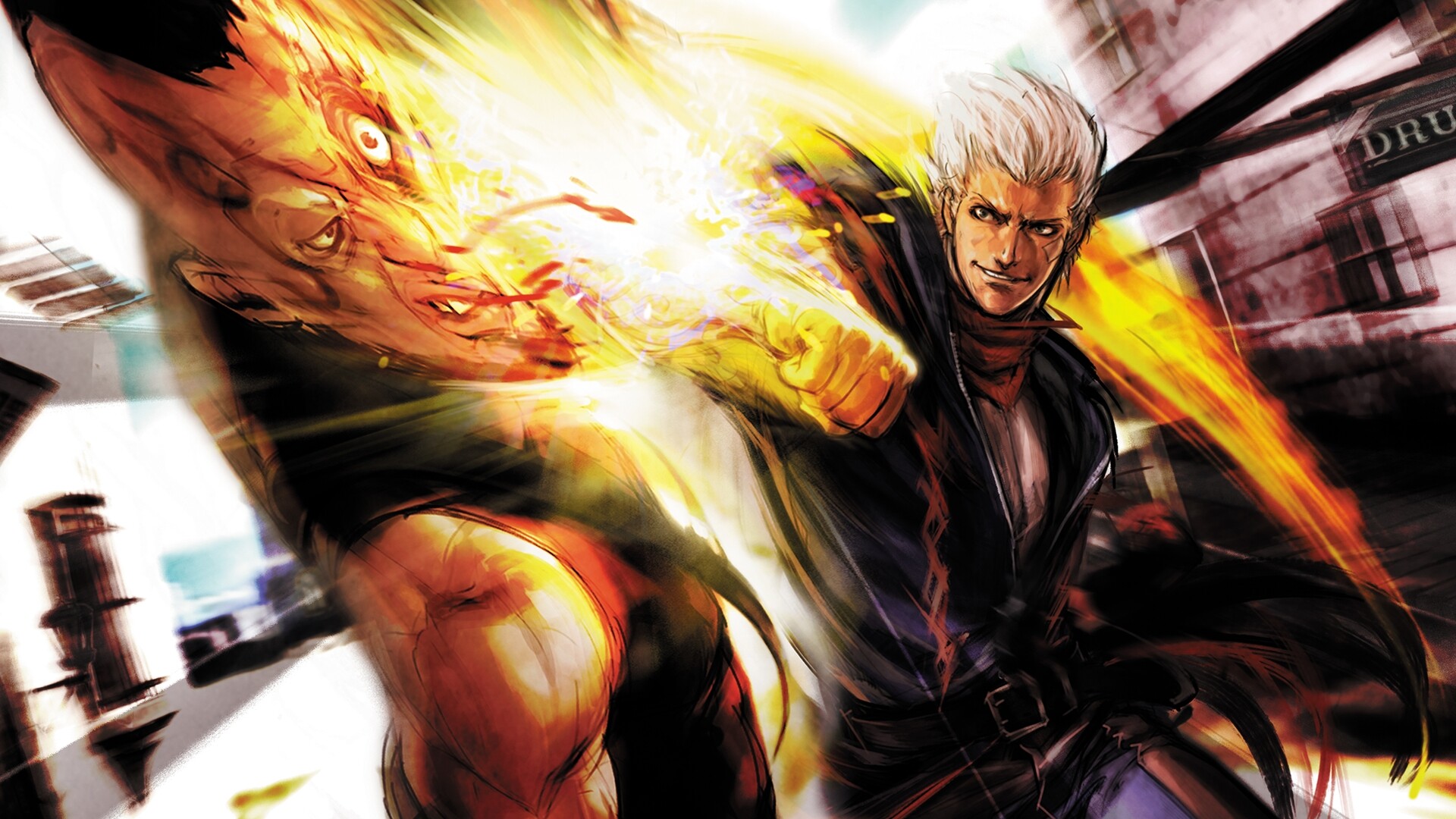 God Hand (Game): Gene, The main protagonist, A character whose strongest move is the Invincible Fist. 1920x1080 Full HD Background.