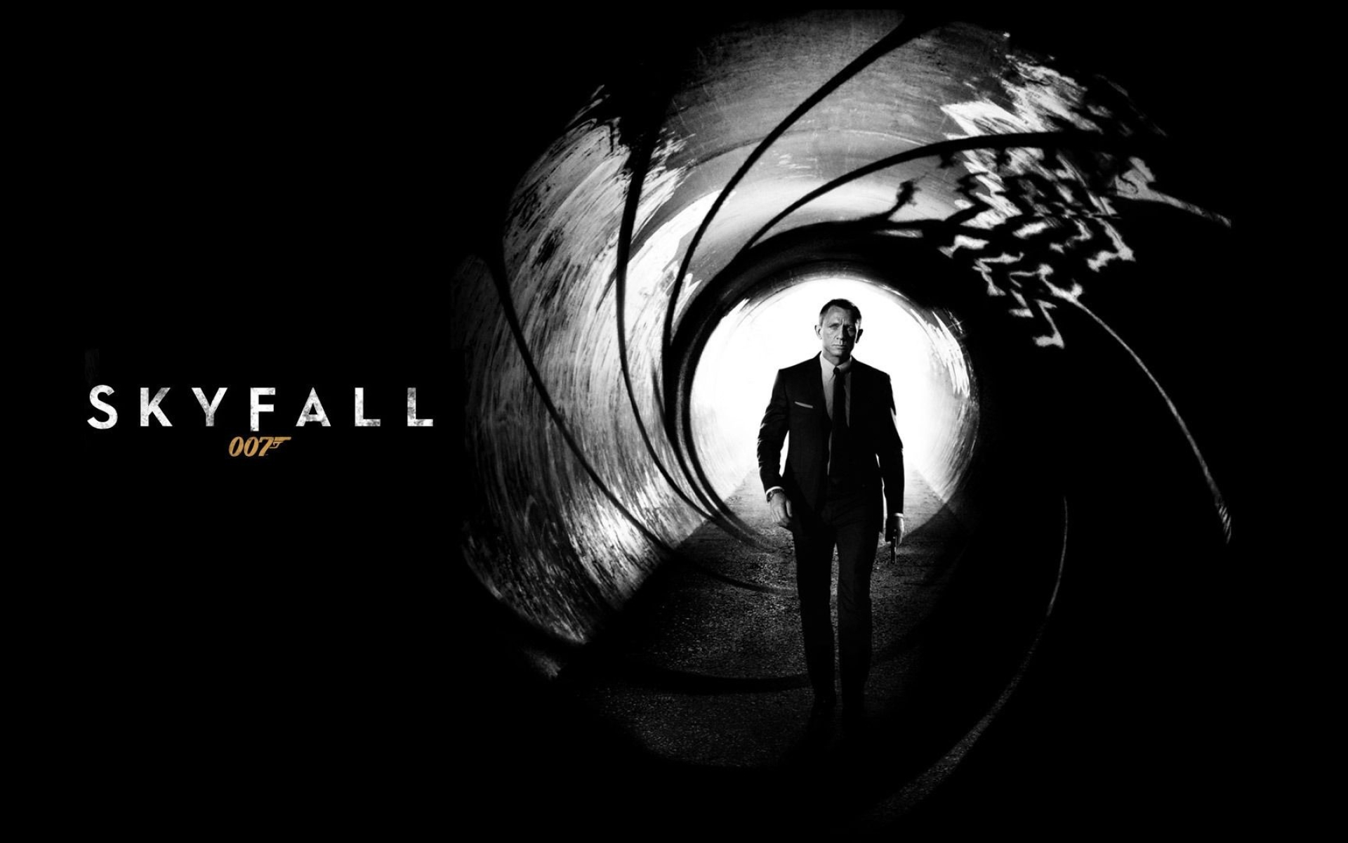 Skyfall: The highest-grossing James Bond film, 007, Black and white. 1920x1200 HD Background.