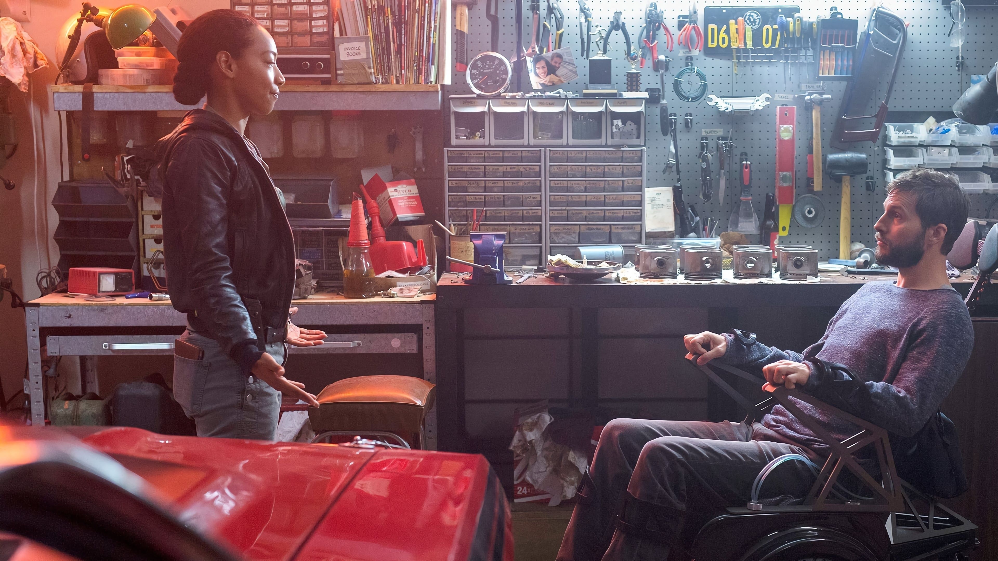 Upgrade (Movie 2018): Logan Marshall-Green as Grey Trace, Betty Gabriel as Detective Cortez. 3840x2160 4K Wallpaper.