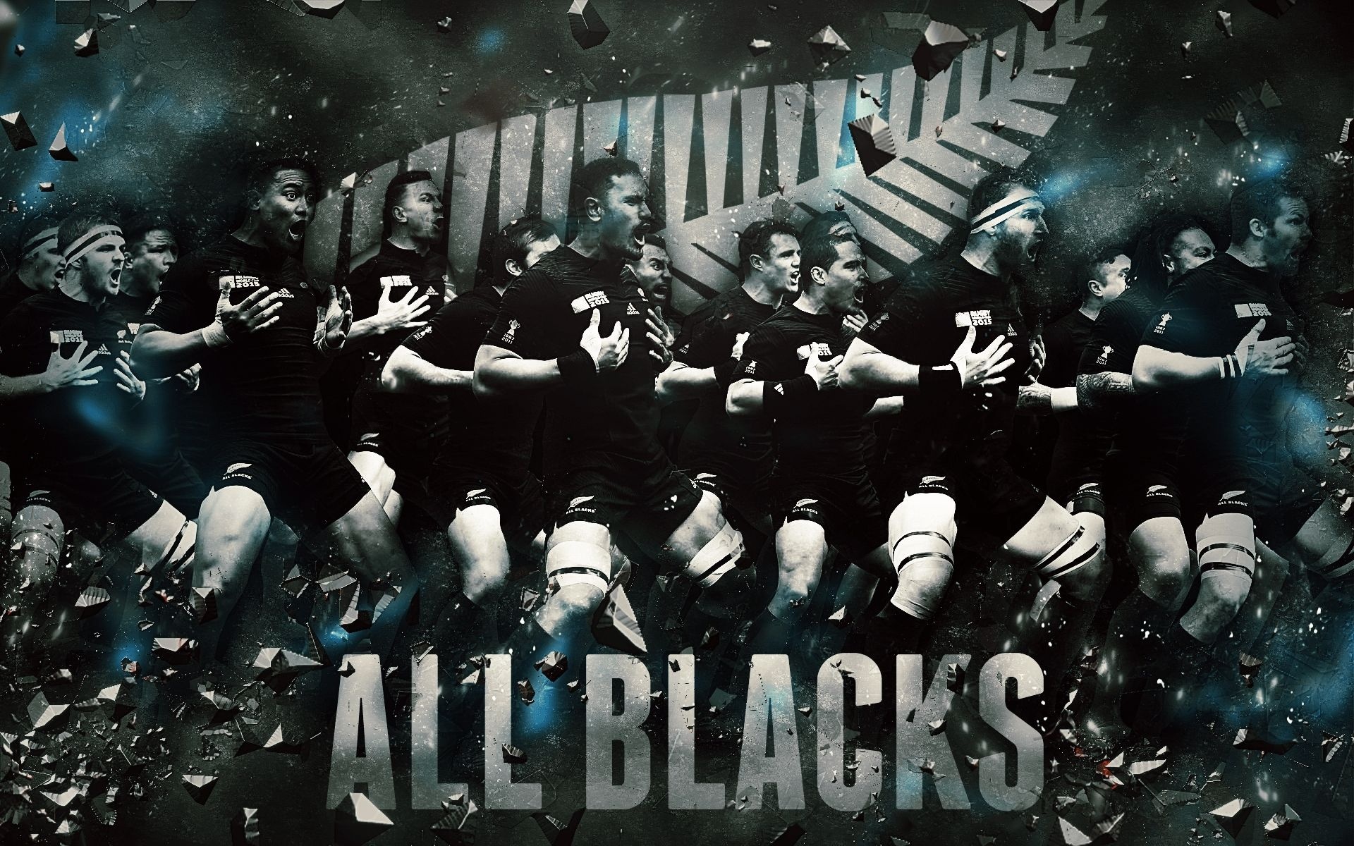Rugby League: Monochrome fan art of the All Blacks - The New Zealand national union team. 1920x1200 HD Wallpaper.