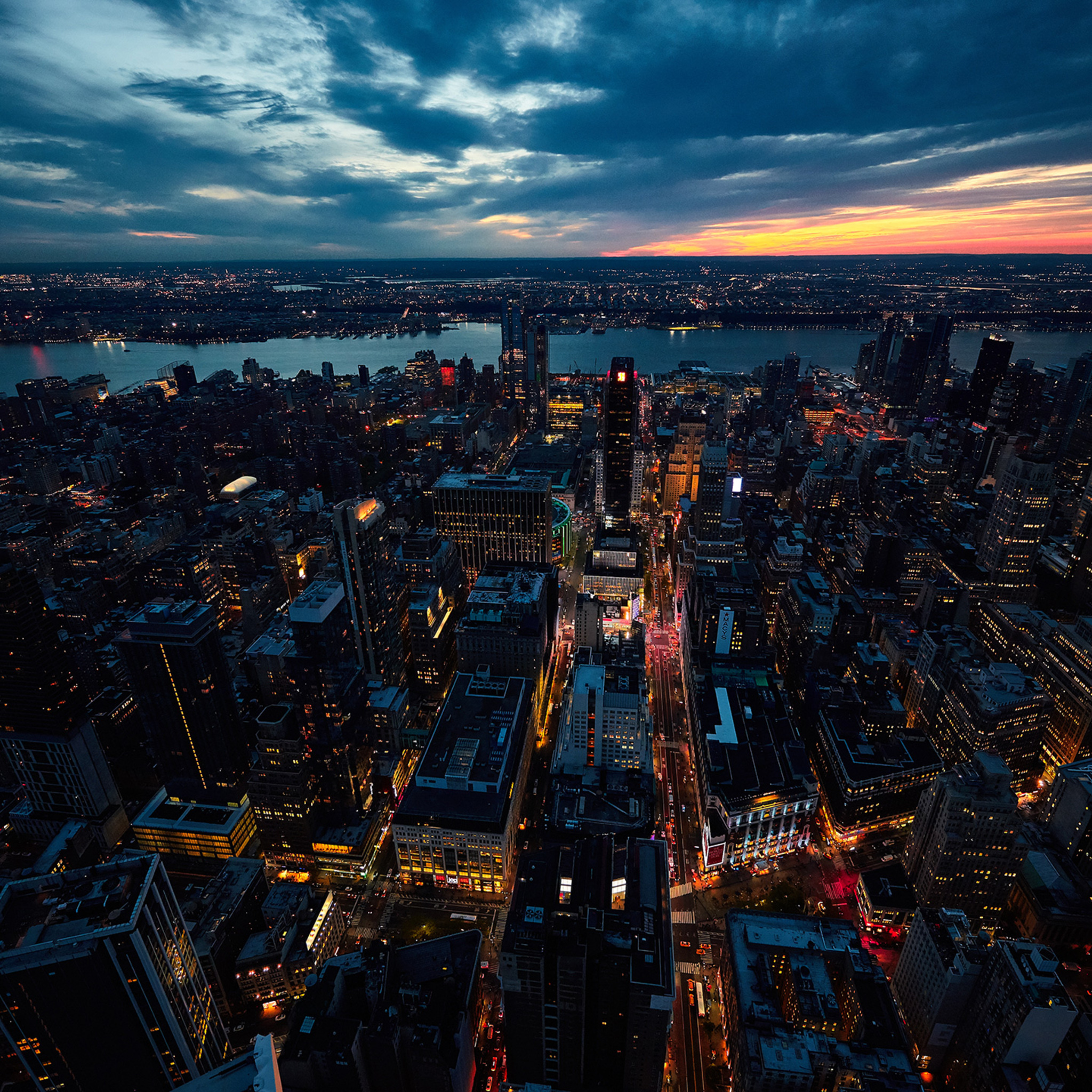 New York City, Sunset wallpaper, Background, 2050x2050 HD Handy