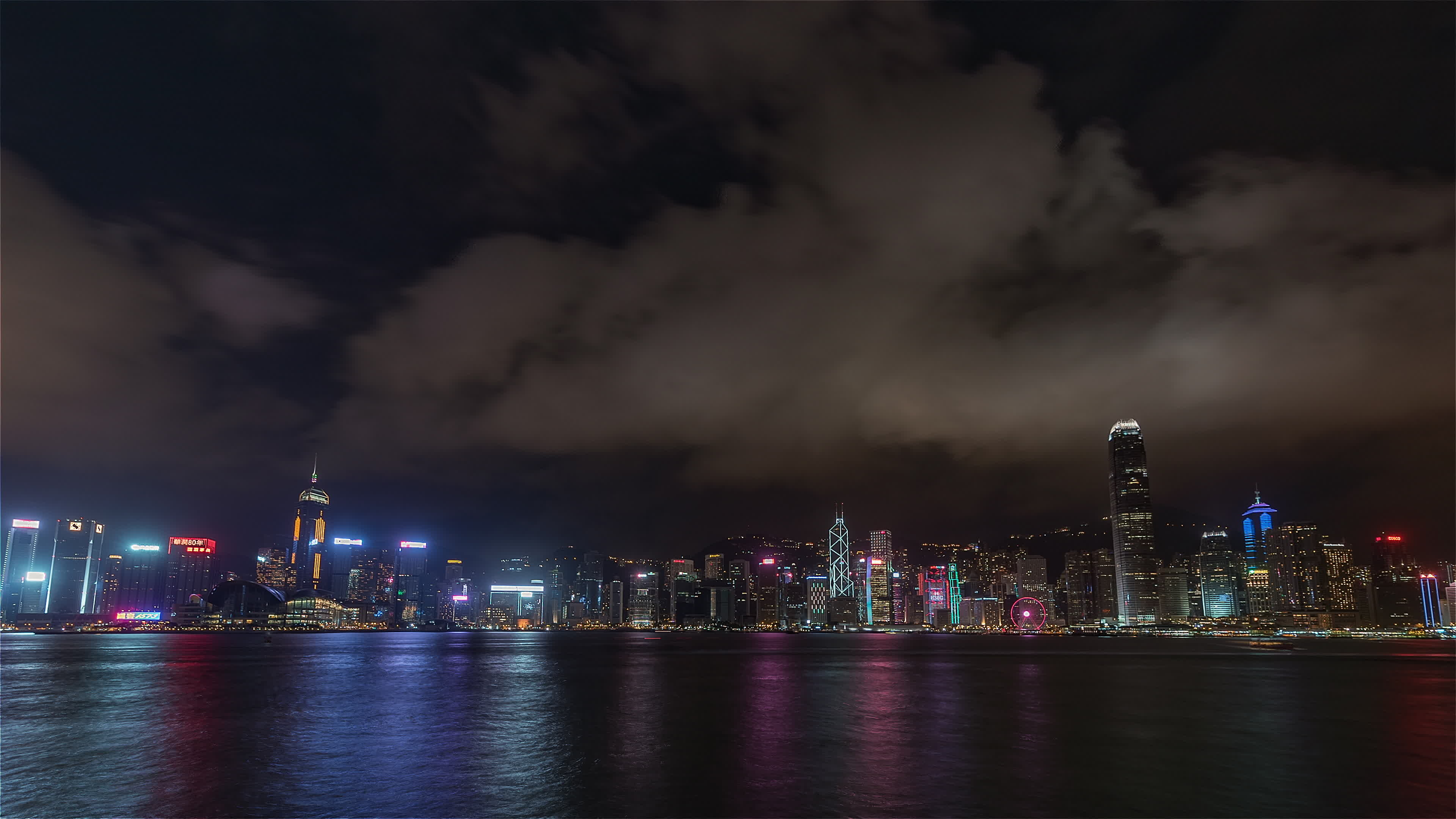 Hong Kong Skyline, Night-time beauty, Vibrant cityscape, Asian charm, 3840x2160 4K Desktop